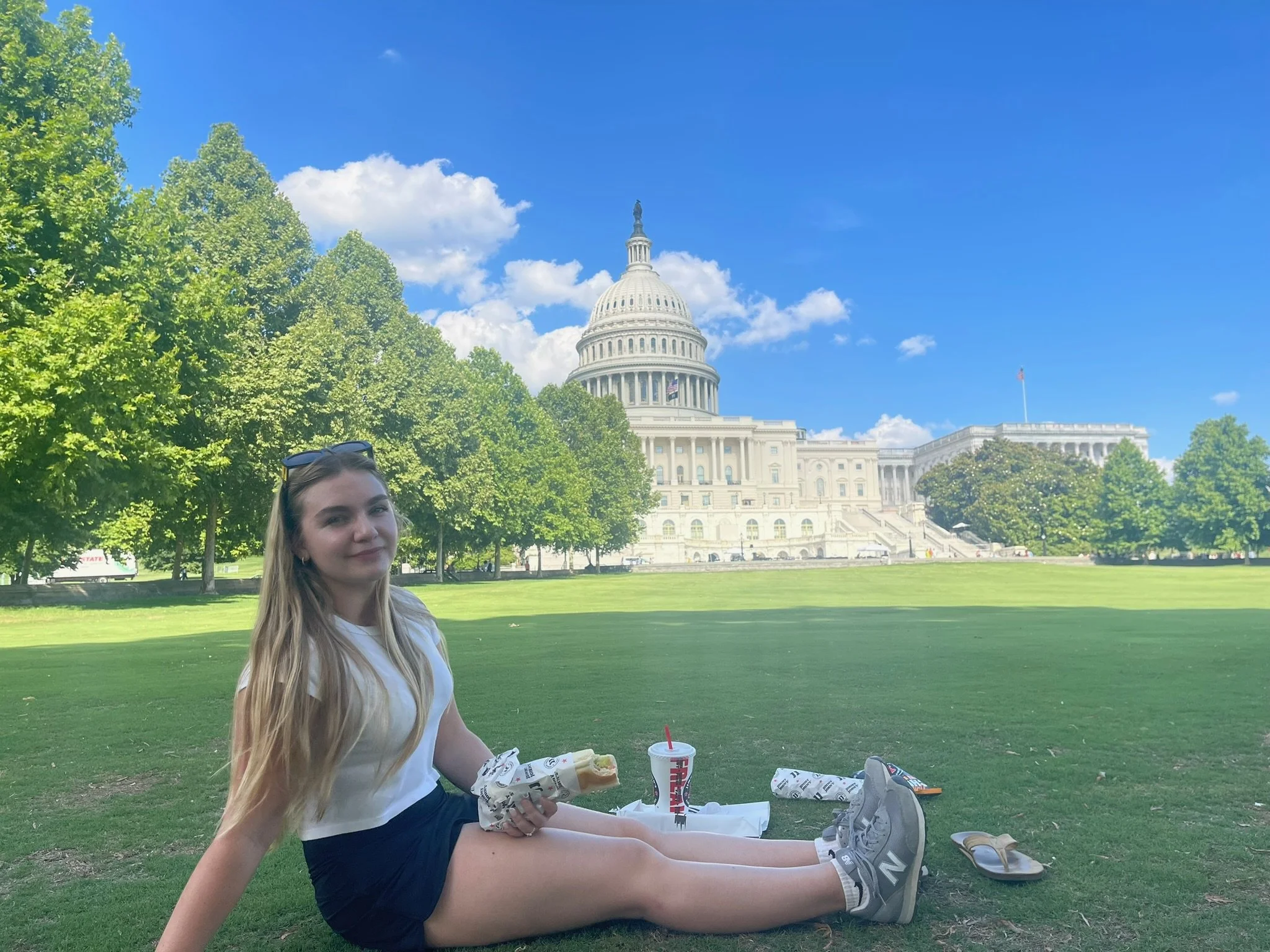 Preston took this photo of their jimmy johns picnic on the Capitol Building lawn in DC