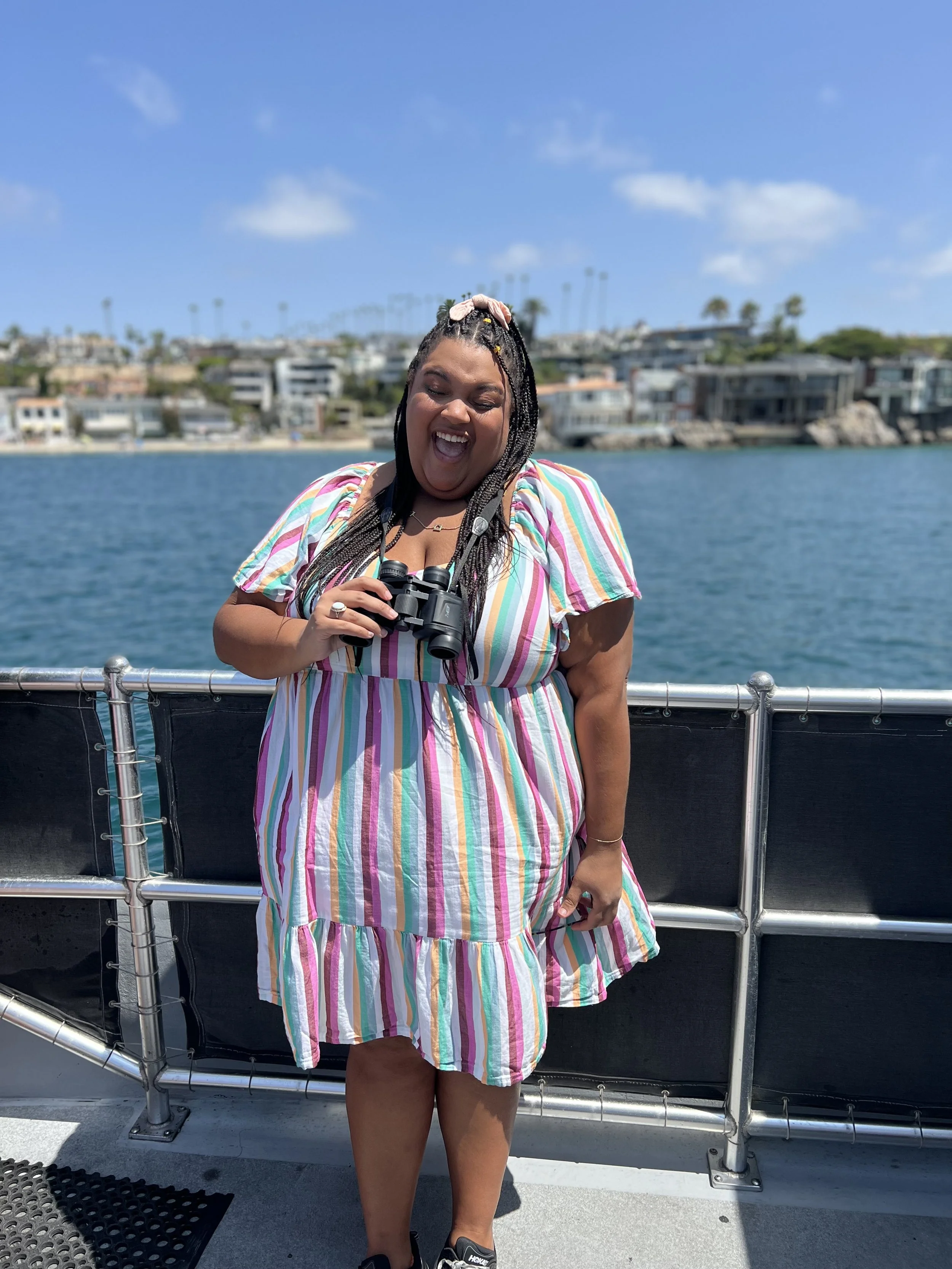 Kelsey on a boat