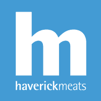 Haverick Meats logo with a large white lowercase 'h' on a blue background and the words 'haverick meats' underneath.