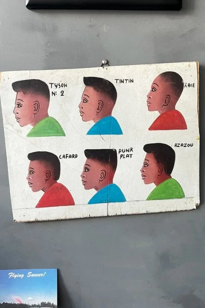 Ghanaian Barbershop Paintings - White w/ Hanger