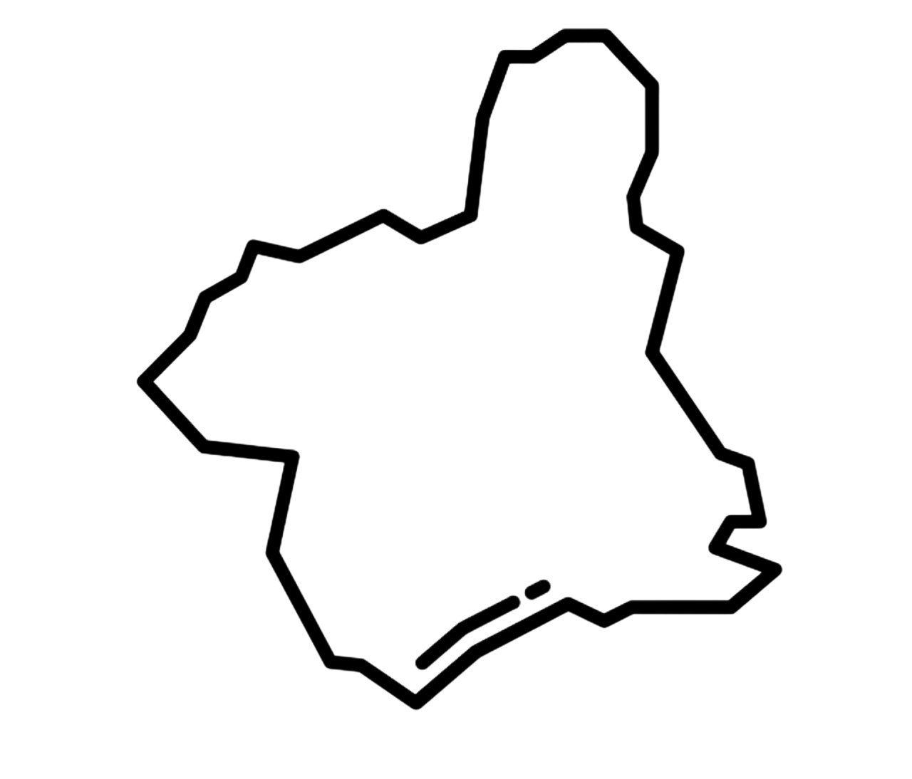 Esquema de diagrama de un reloj analógico con marcas de horas y minutos.