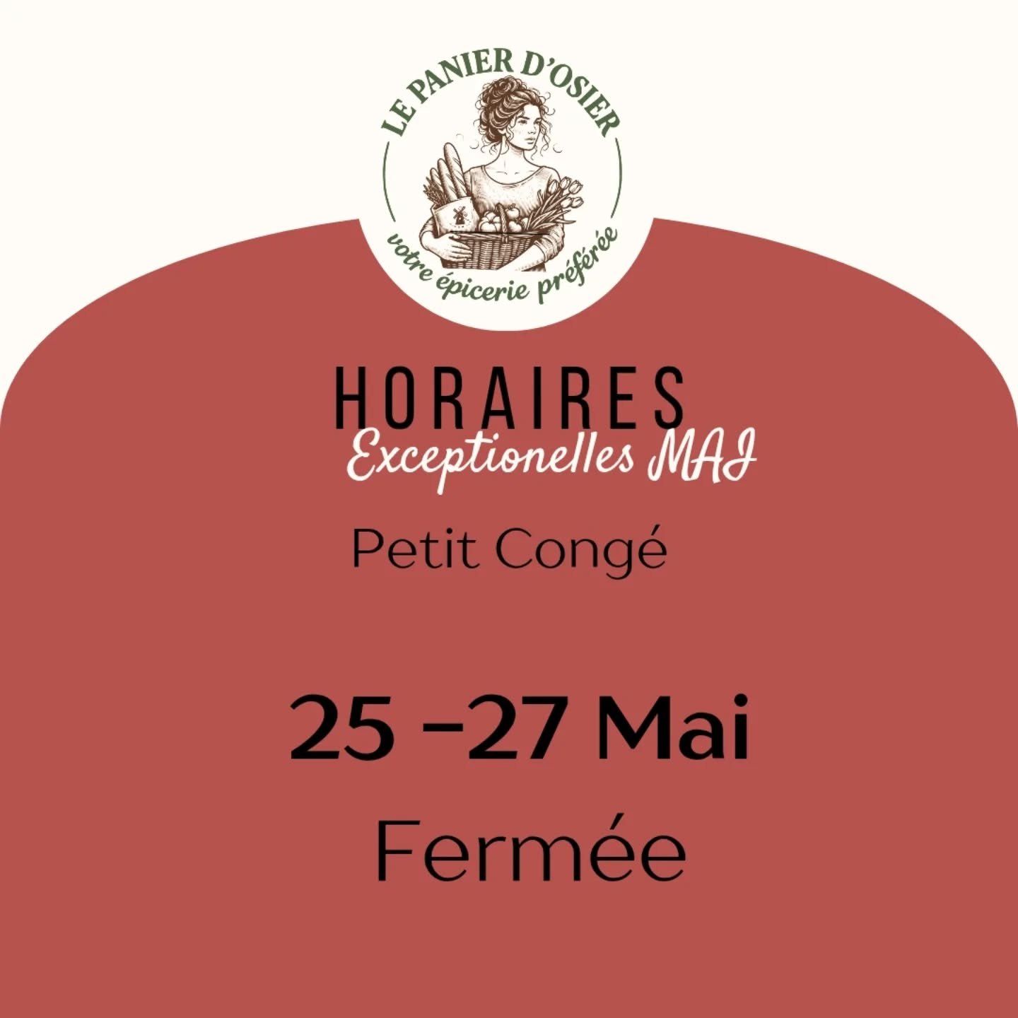 🇫🇷 Petit Cong&eacute; &mdash; Pont de Pentec&ocirc;te 

Le Panier d'Osier sera ferm&eacute; du 25 au 27 mai. On se retrouve jeudi 28 mai avec le sourire ! 🌿

📍 Le Panier d'Osier, 16 Route du Limousin, 24800 St Sulpice d'Excideuil

🇳🇱 Even op ad