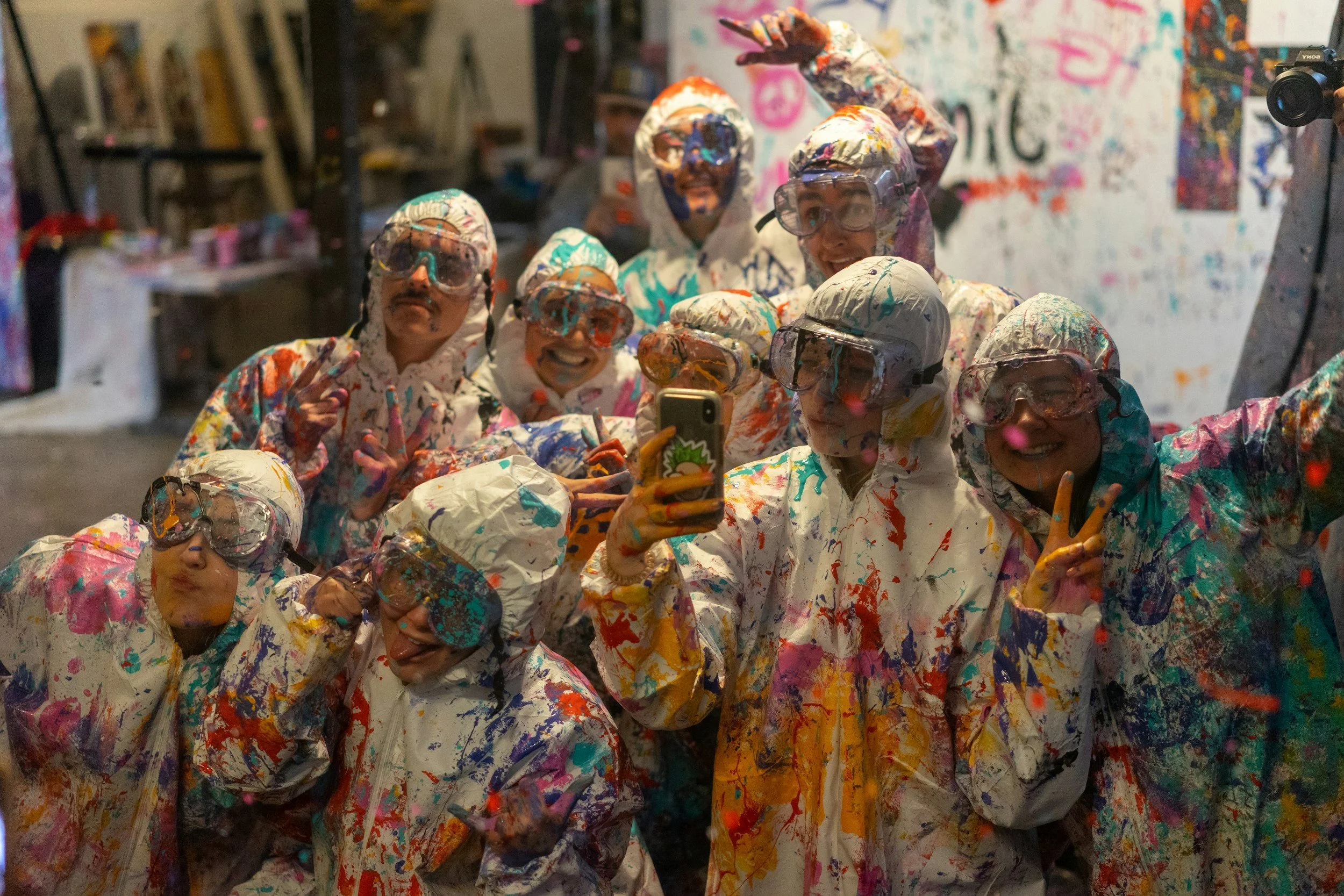 paint splat room in Malta, wearing full protective gear
