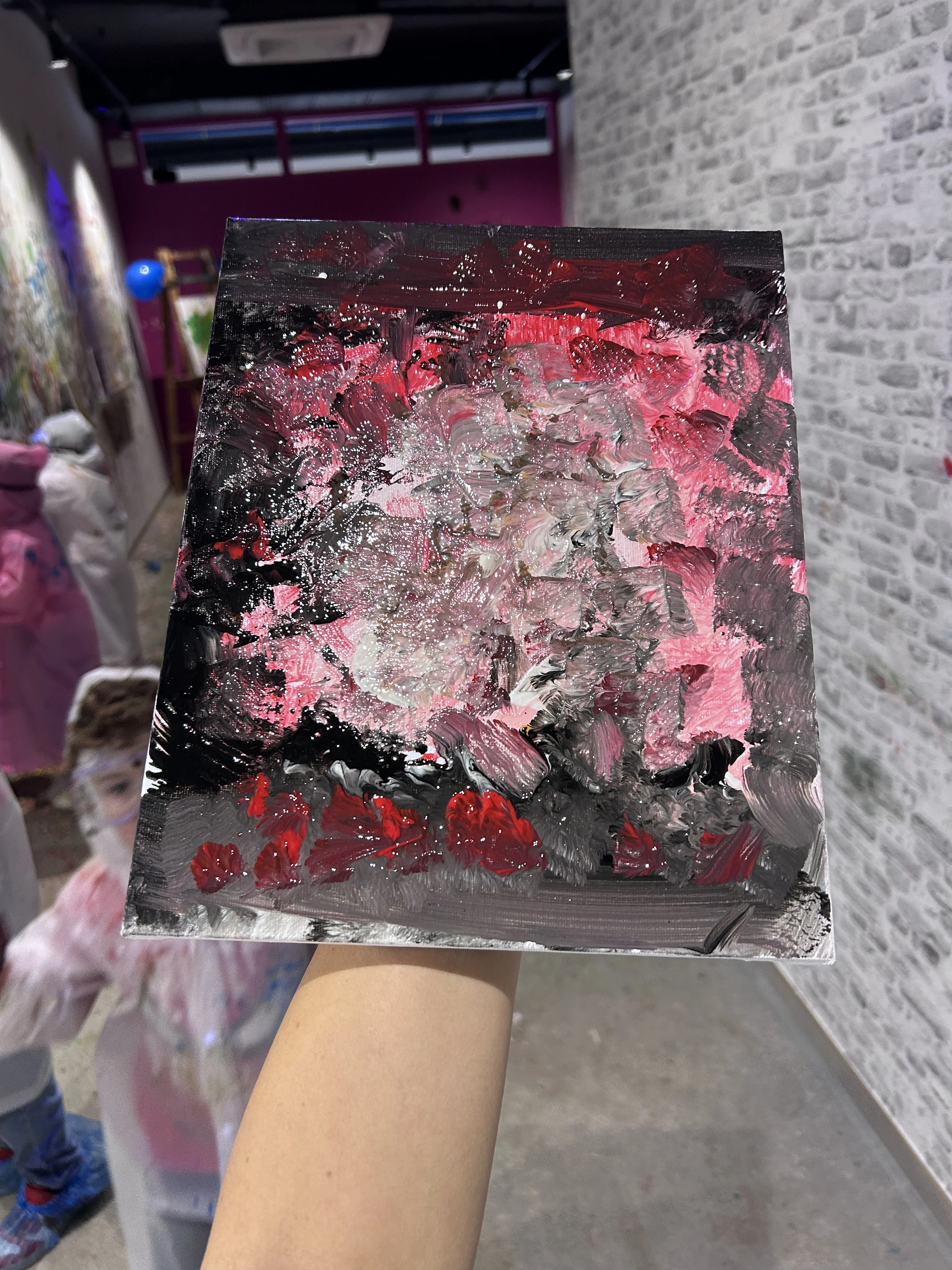 An image of one of the many beautiful and creative artworks we see at SPLAT! Malta's paint-splatting art studio in Attard.