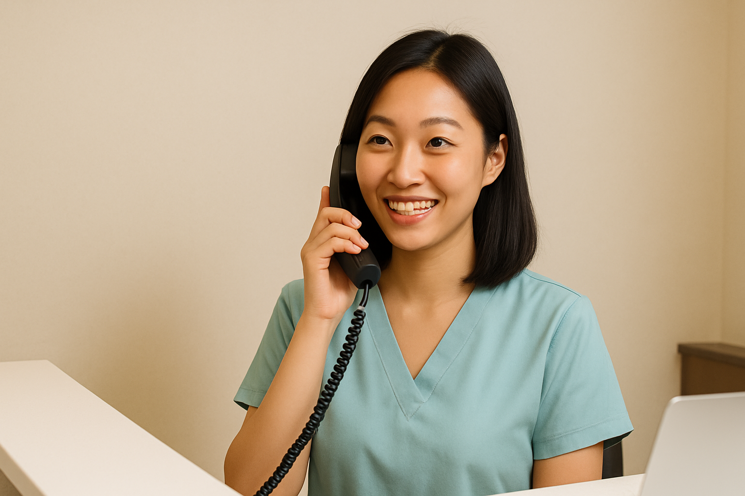 Simply Dental Staff member on the phone answering question