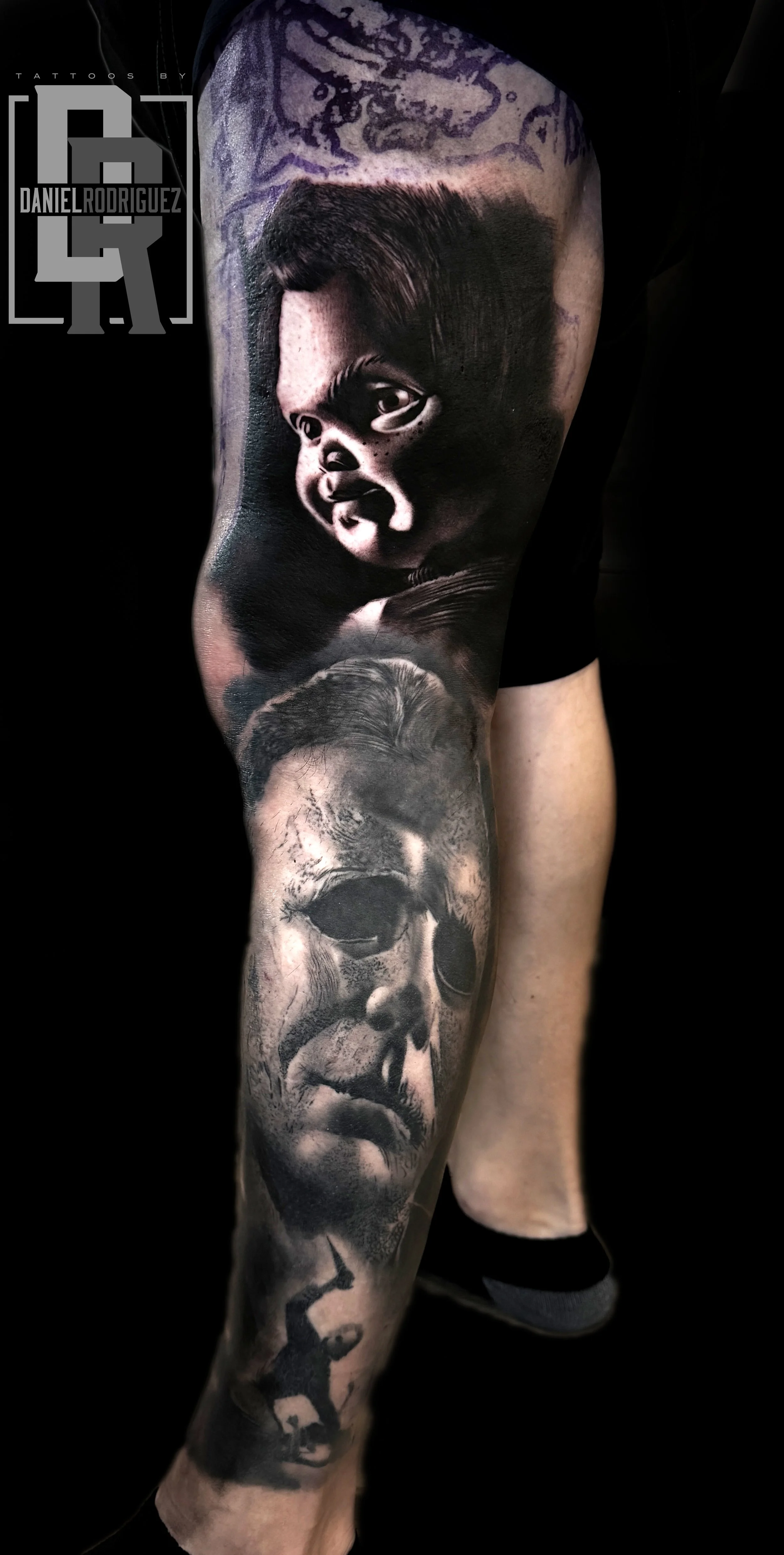 Black & Grey Horror Tattoo Done By Daniel Rodriguez In Dallas Texas