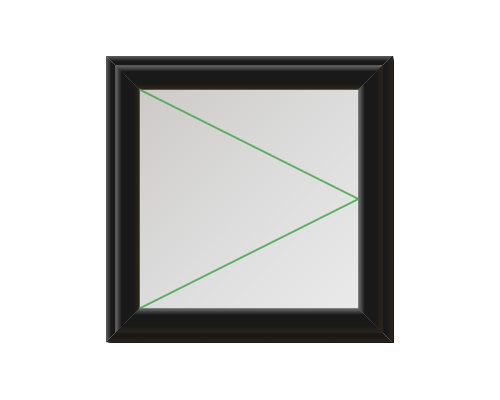 Framed mirror with a geometric line pattern inside.