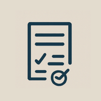 Icona di documento con segno di spunta, simbolo di consulenze tecniche integrate per il restauro di opere d’arte.