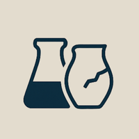 Icona con due beute chimiche, simbolo della formazione scientifica per restauratori e conservatori sui materiali e degrado delle opere d’arte.