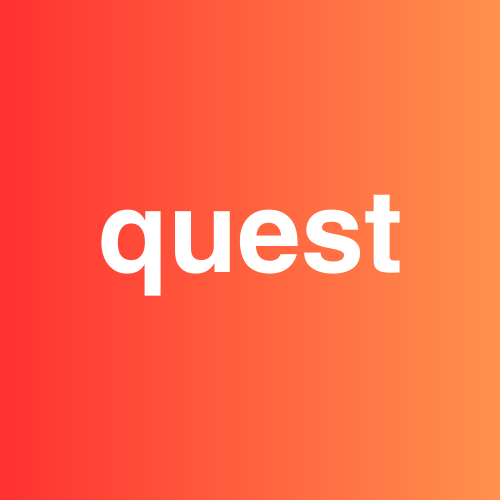 オレンジと赤のグラデーション背景に白い文字で「guest」と書かれているデザイン