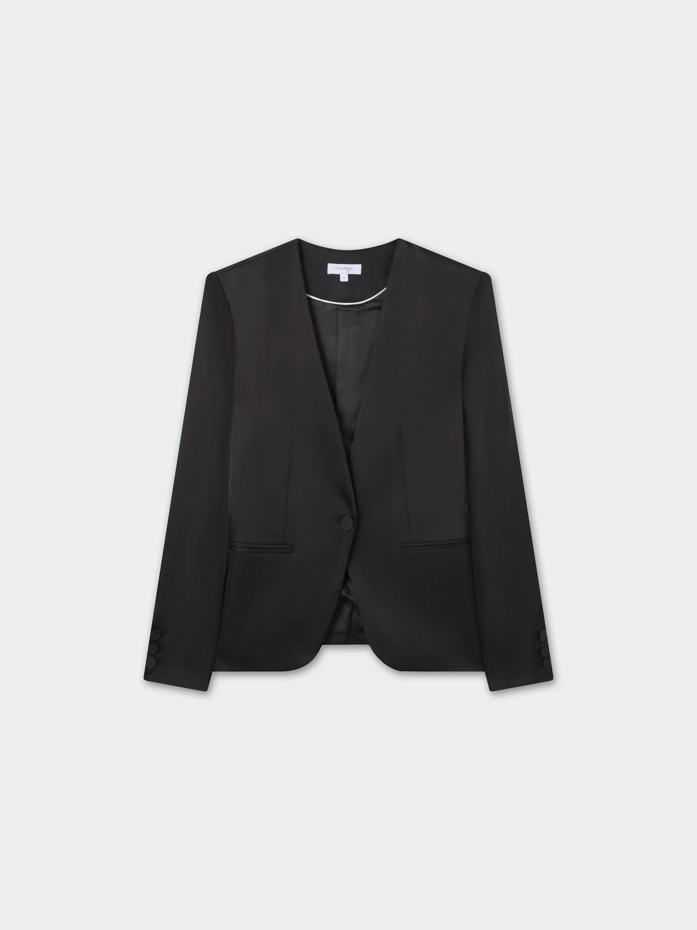 Satin Evening Blazer-Black