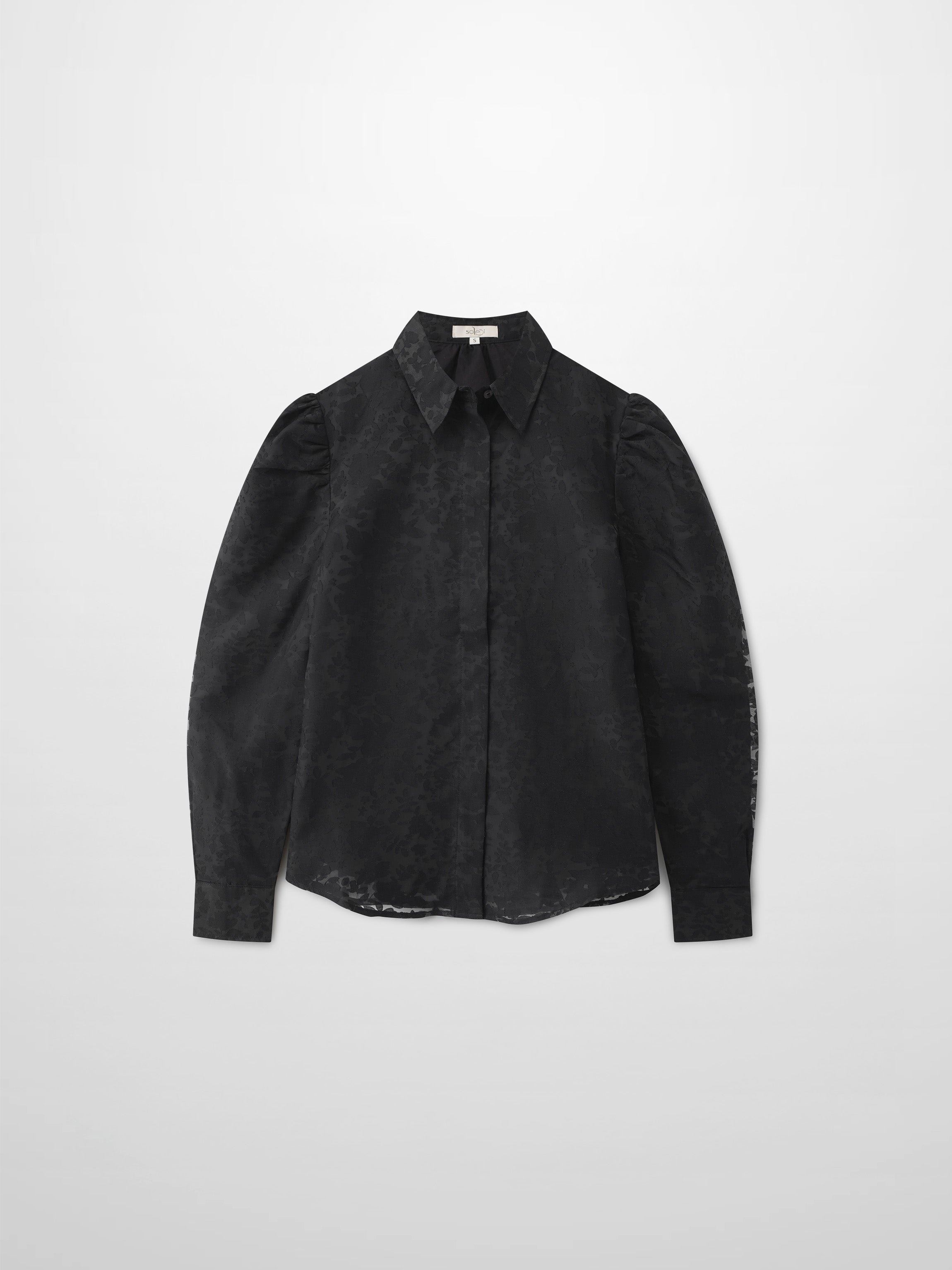 Puff Sleeve Lace Burnout-Black