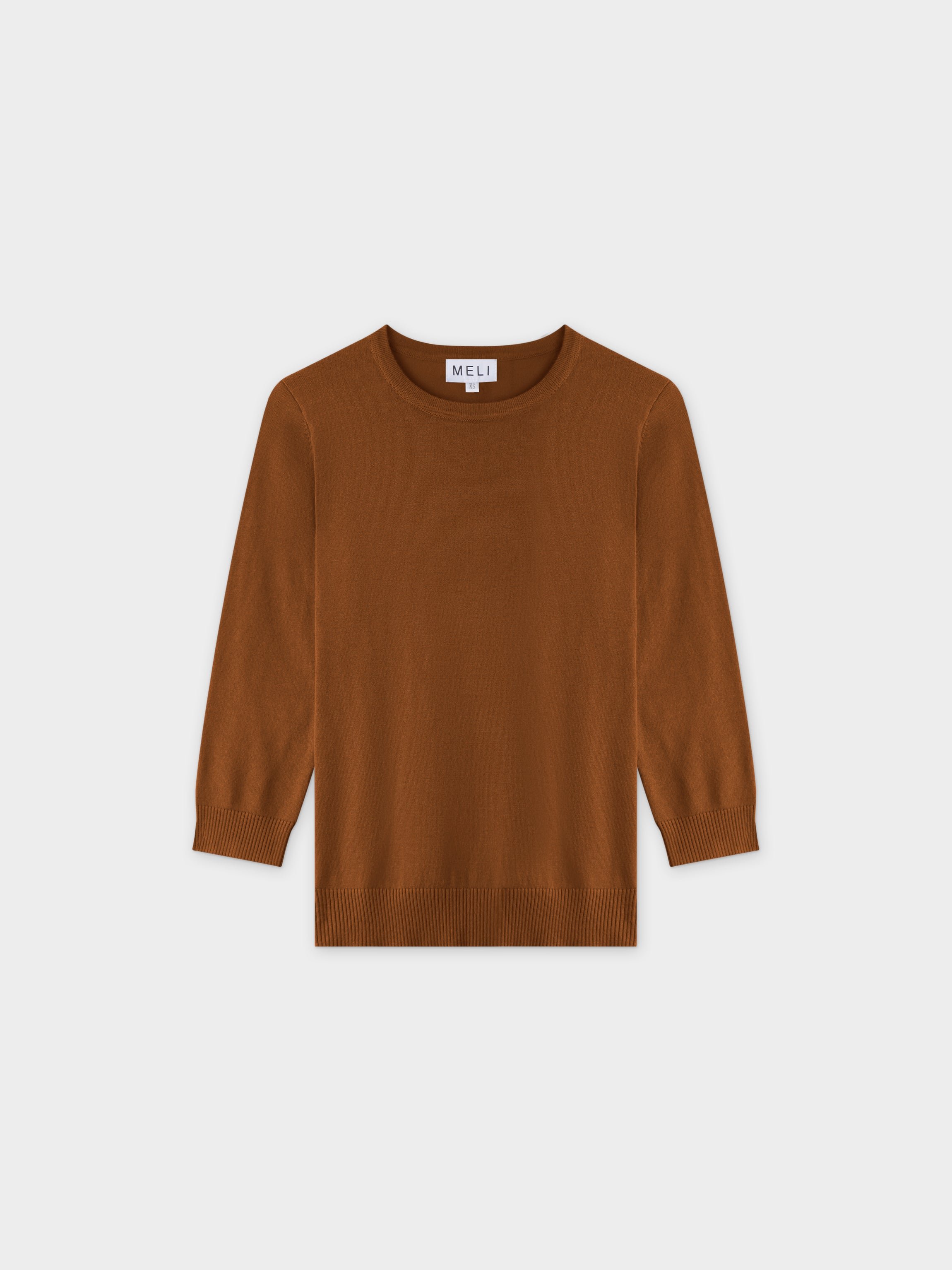 Basic Crew Sweater 3Q-Brown