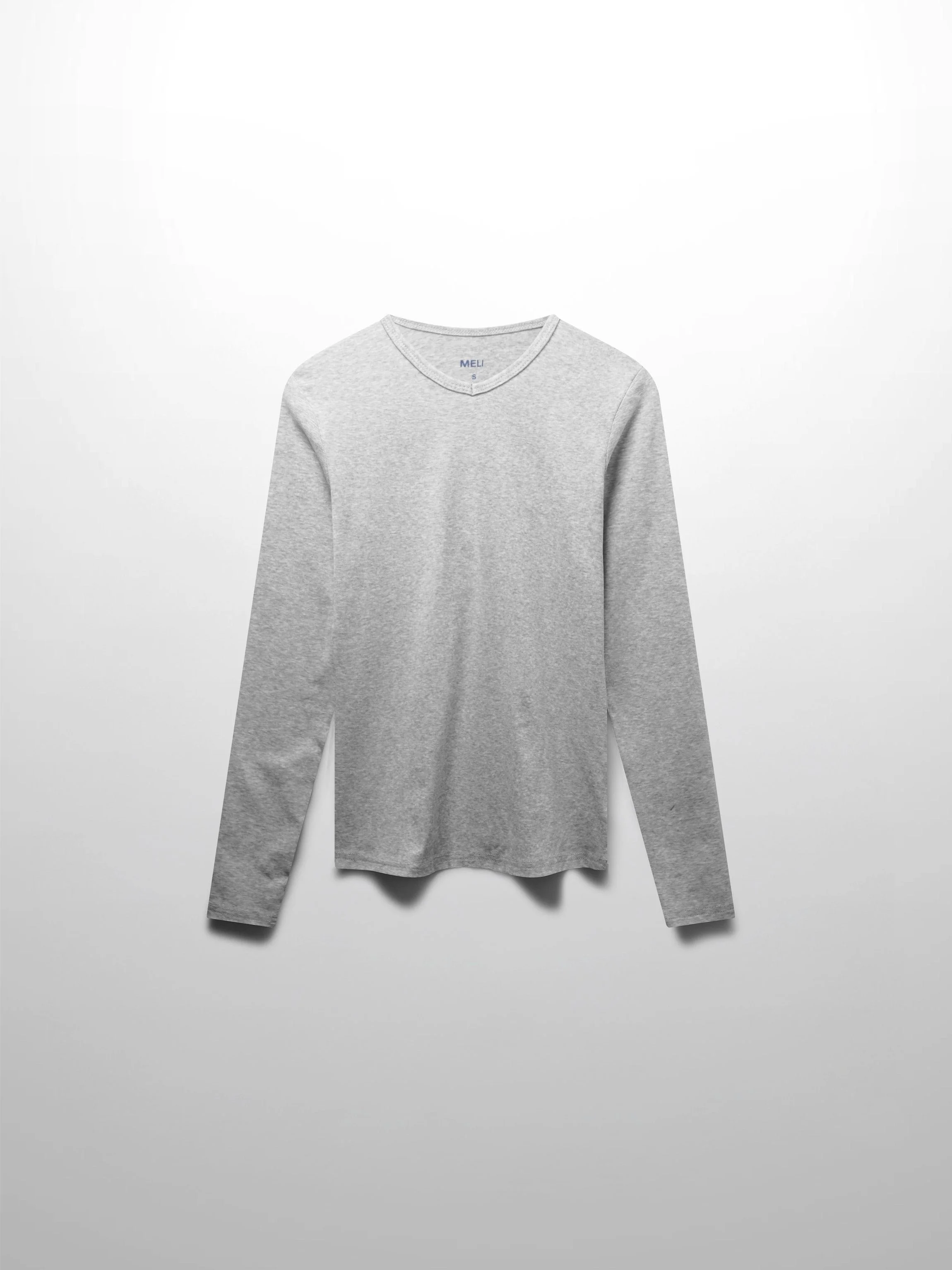Basic High V Tee Long Sleeve-Dark Heathered Grey