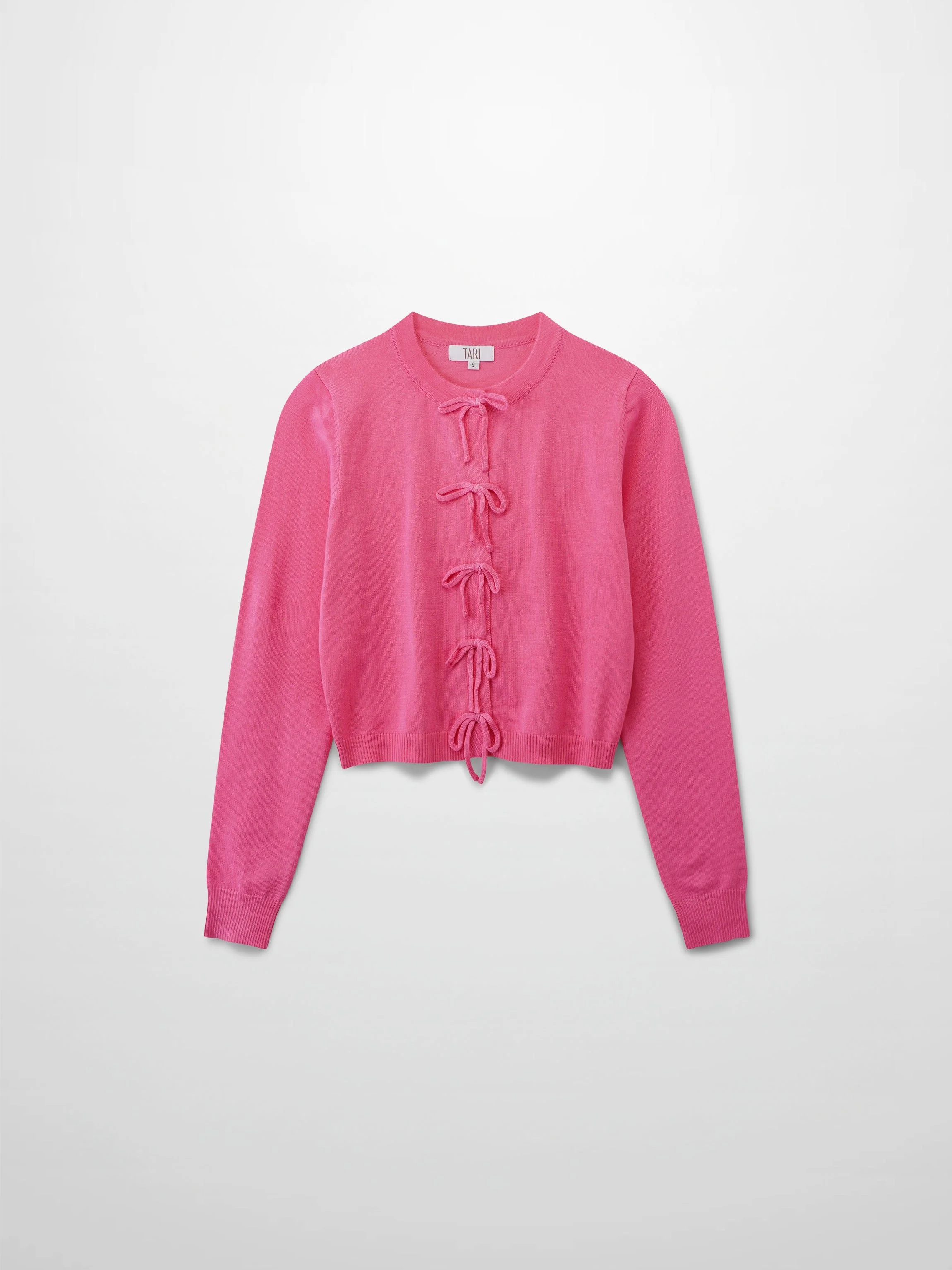 5 Bow Crop Cardigan-Pink