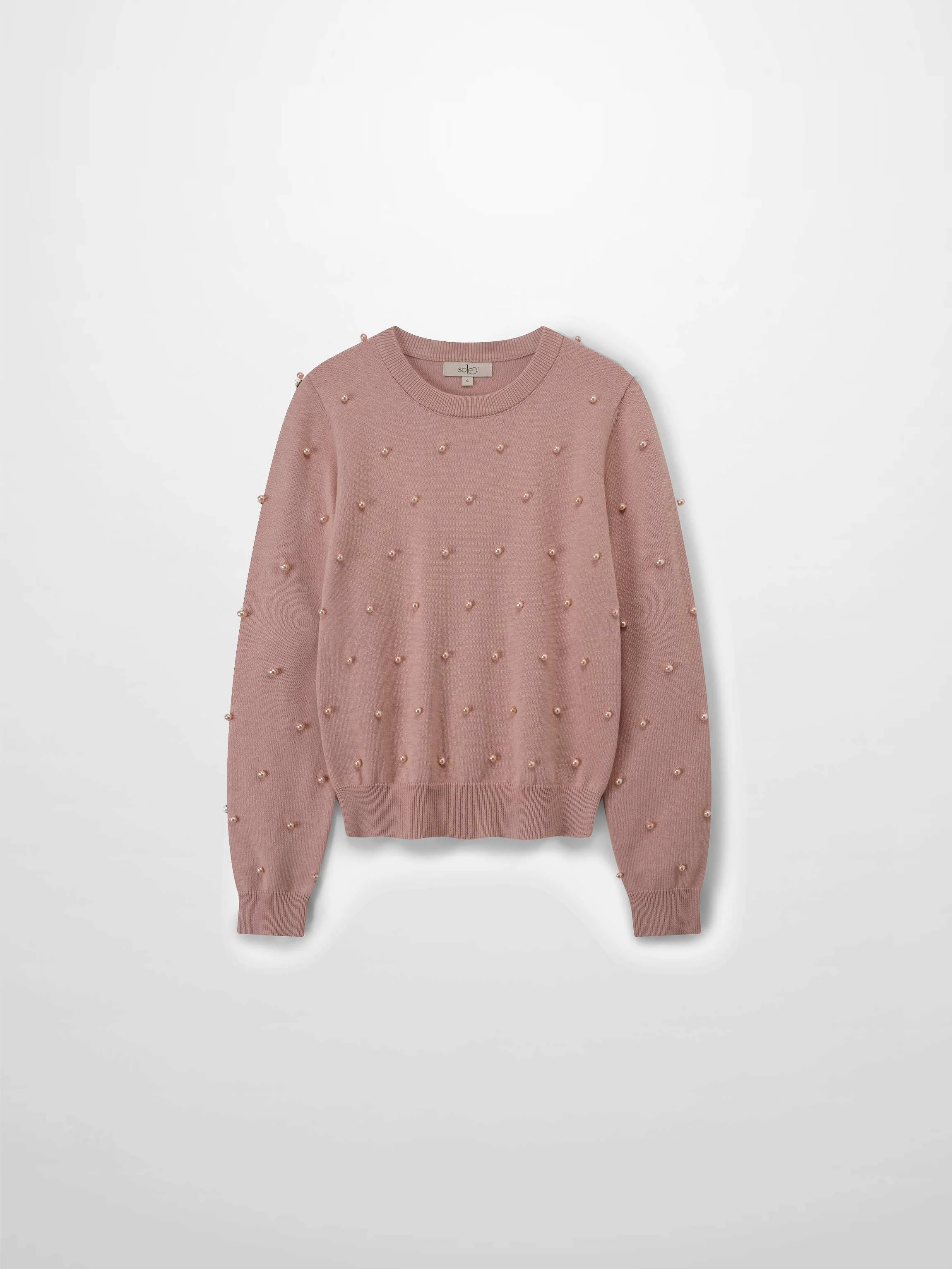 Pearl Embellished Sweater-Blush