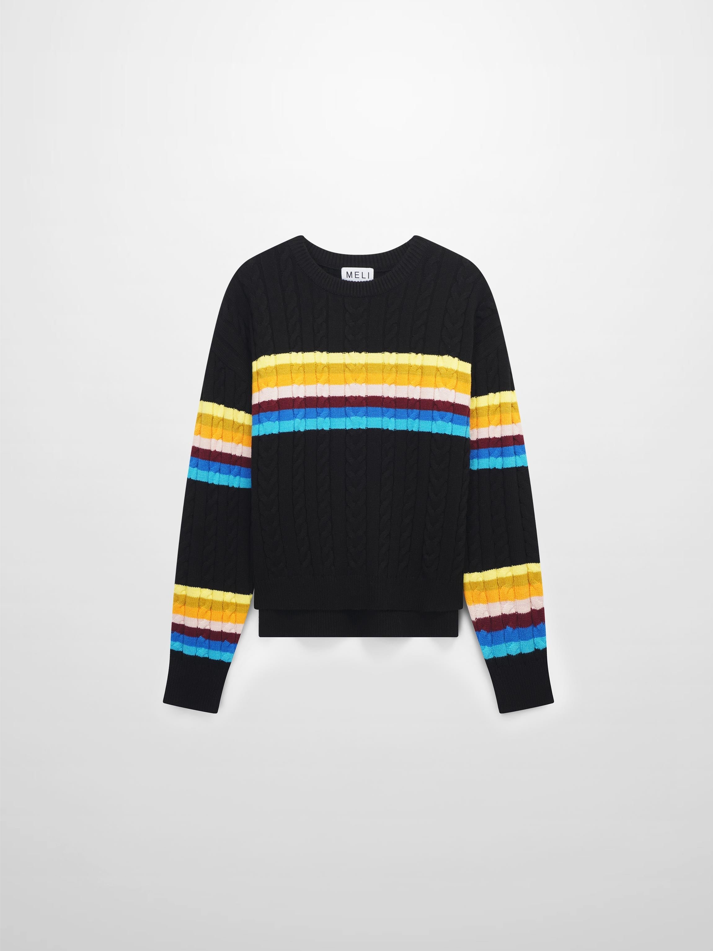 Cable Striped Sweater-Colored Stripe