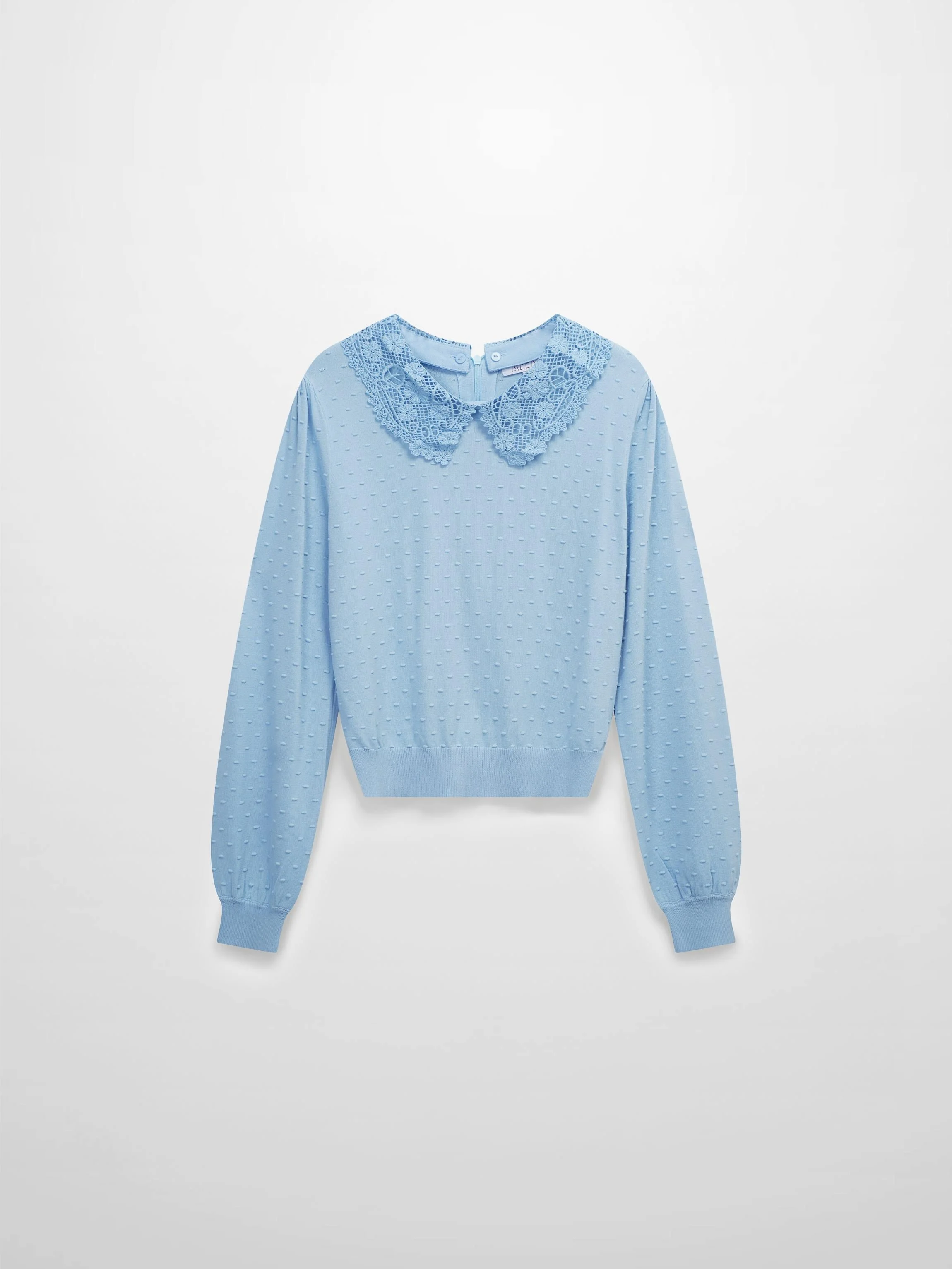 Crew Neck Pebbled Sweater-Light Blue