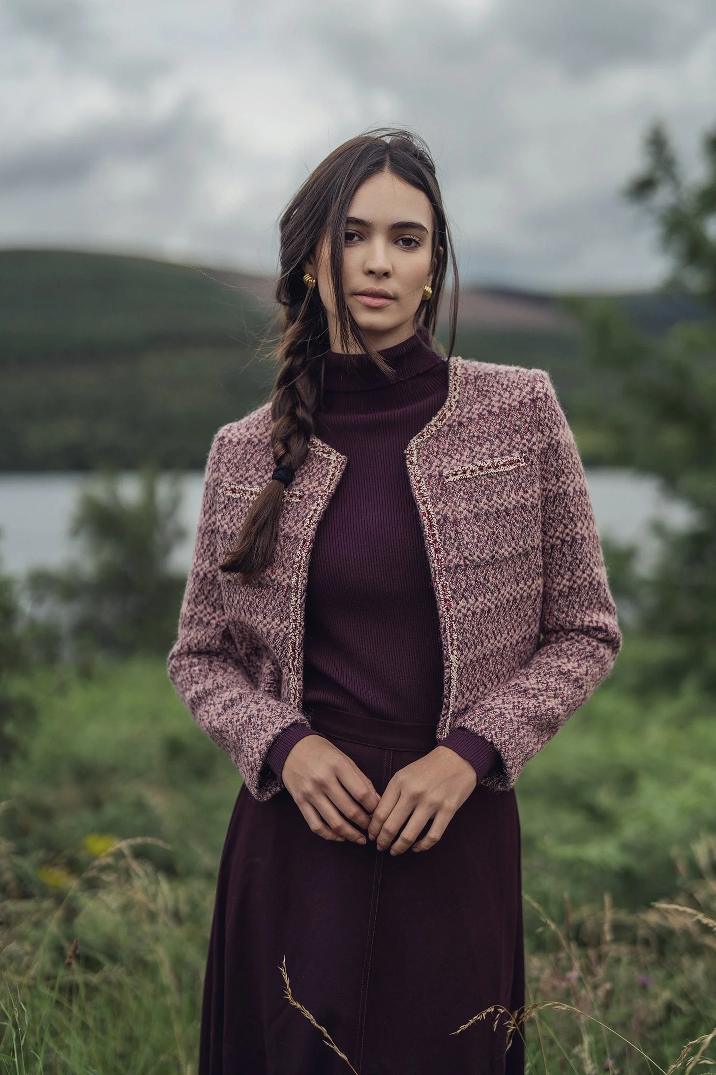 Boucle Jacket-Pink/Burgundy