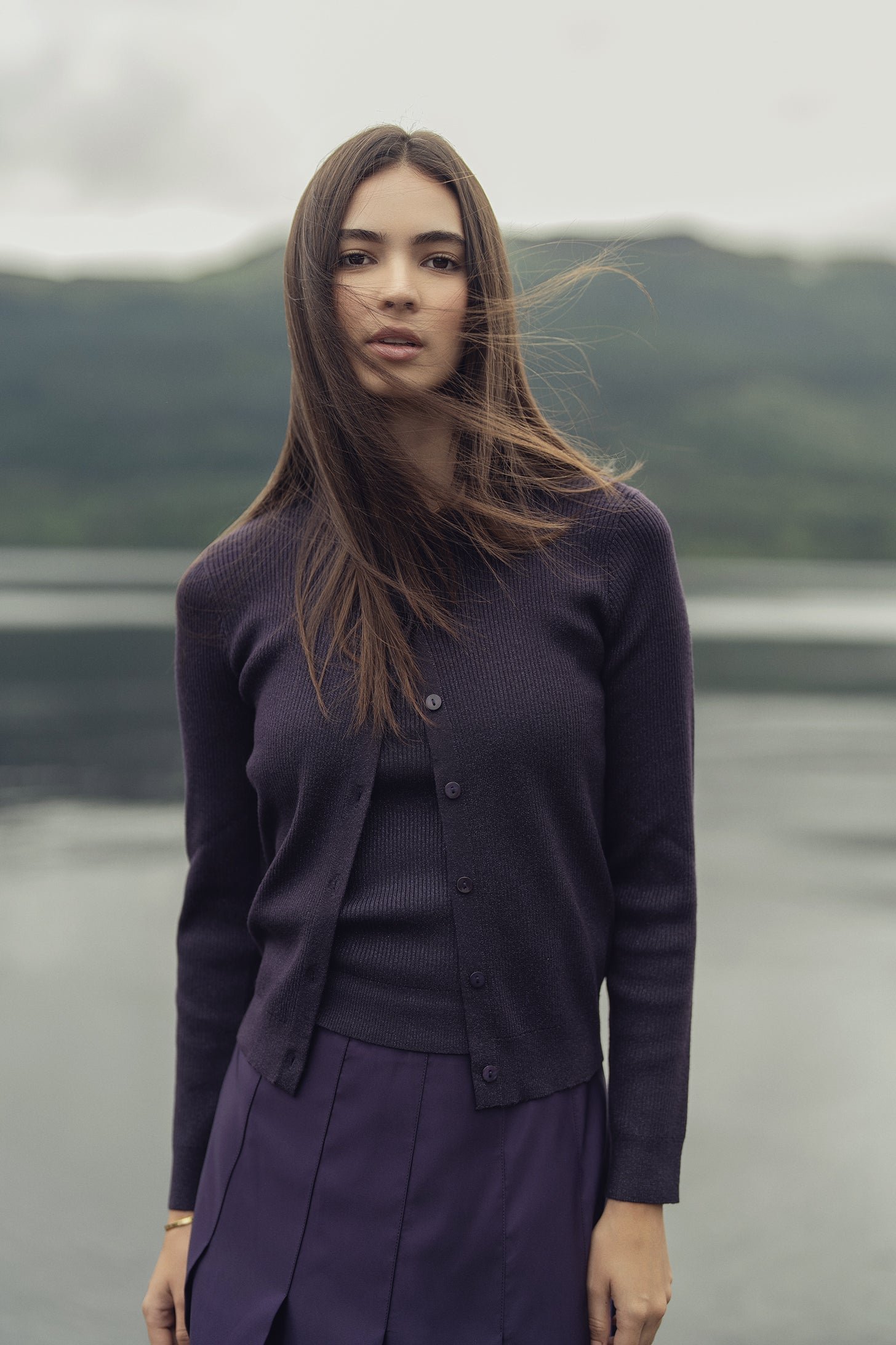 Lurex Sleeveless Sweater-Purple