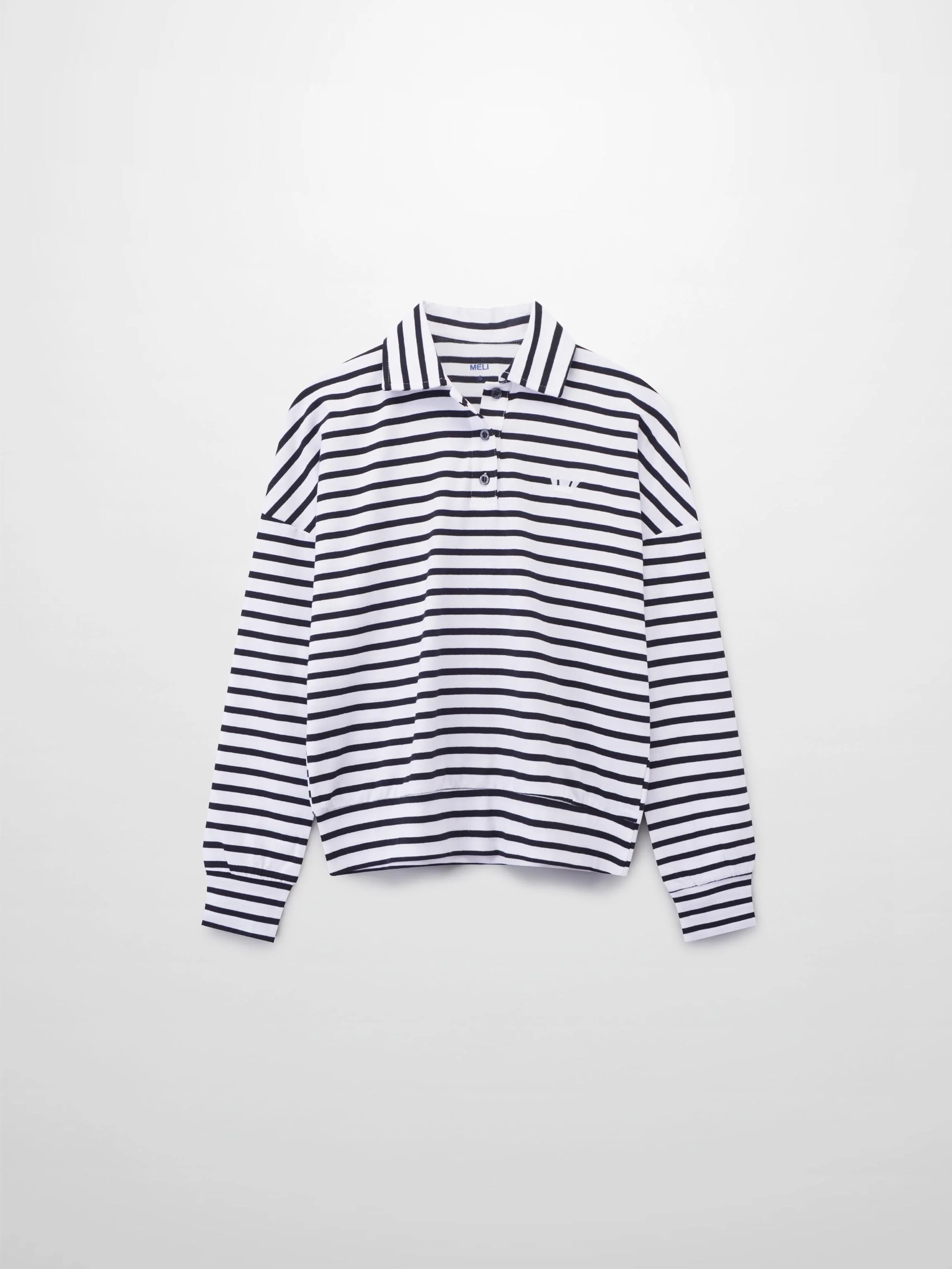 Collared Bomber Tee-Black/White