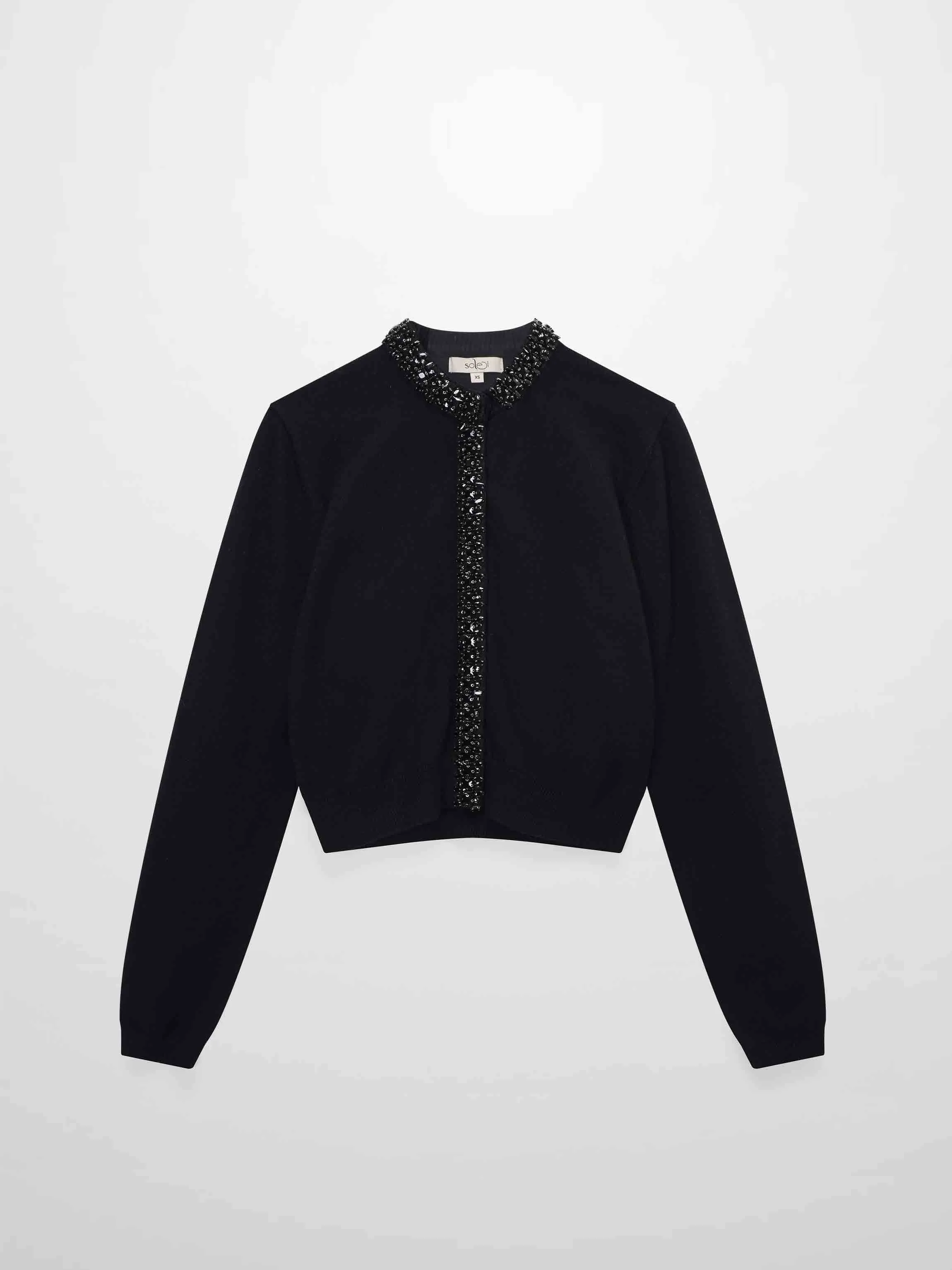 Embellished Cardigan Sweater-Black