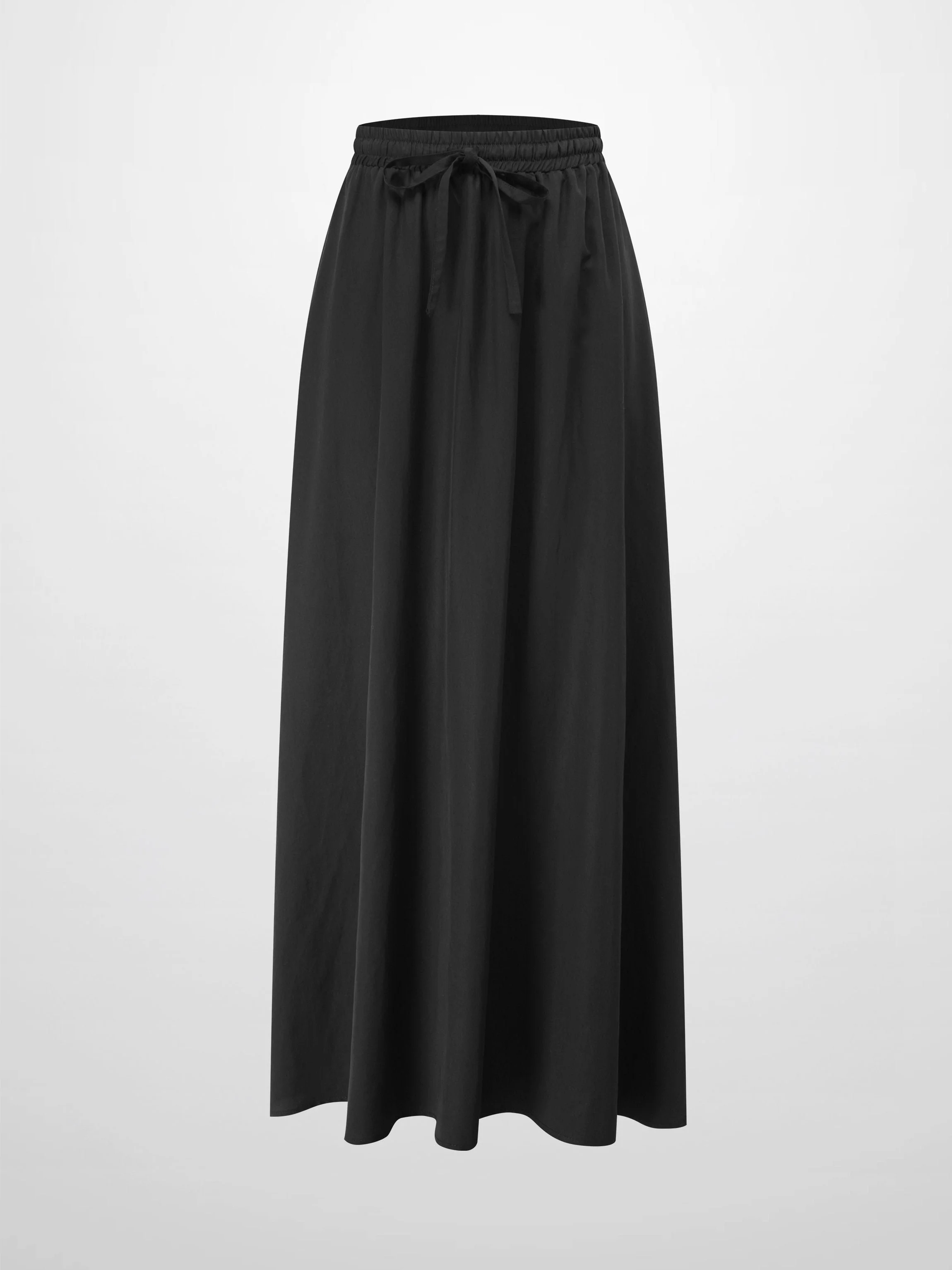 Drawstring Circle Skirt-Black