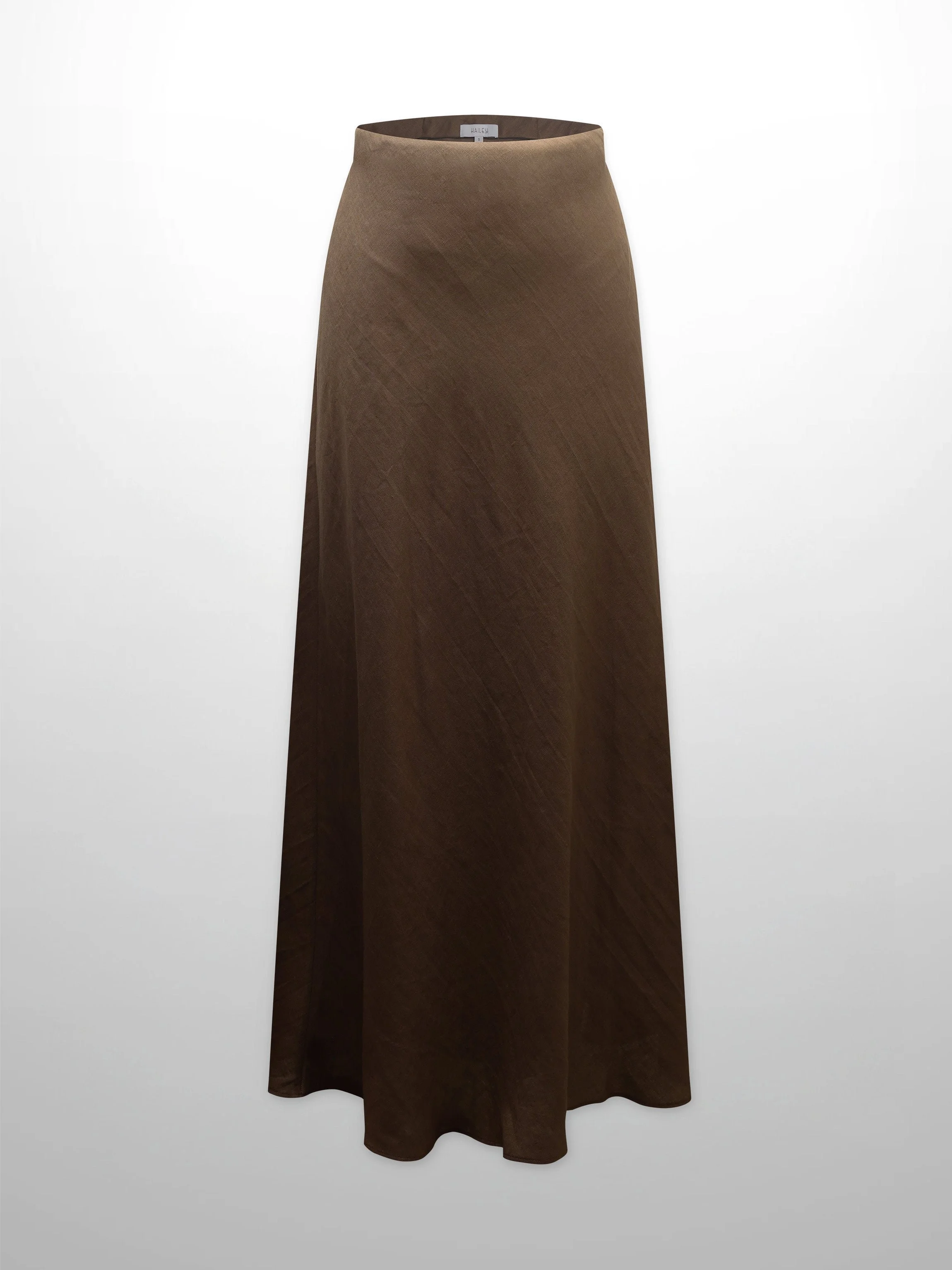 Linen Slip Skirt-Brown
