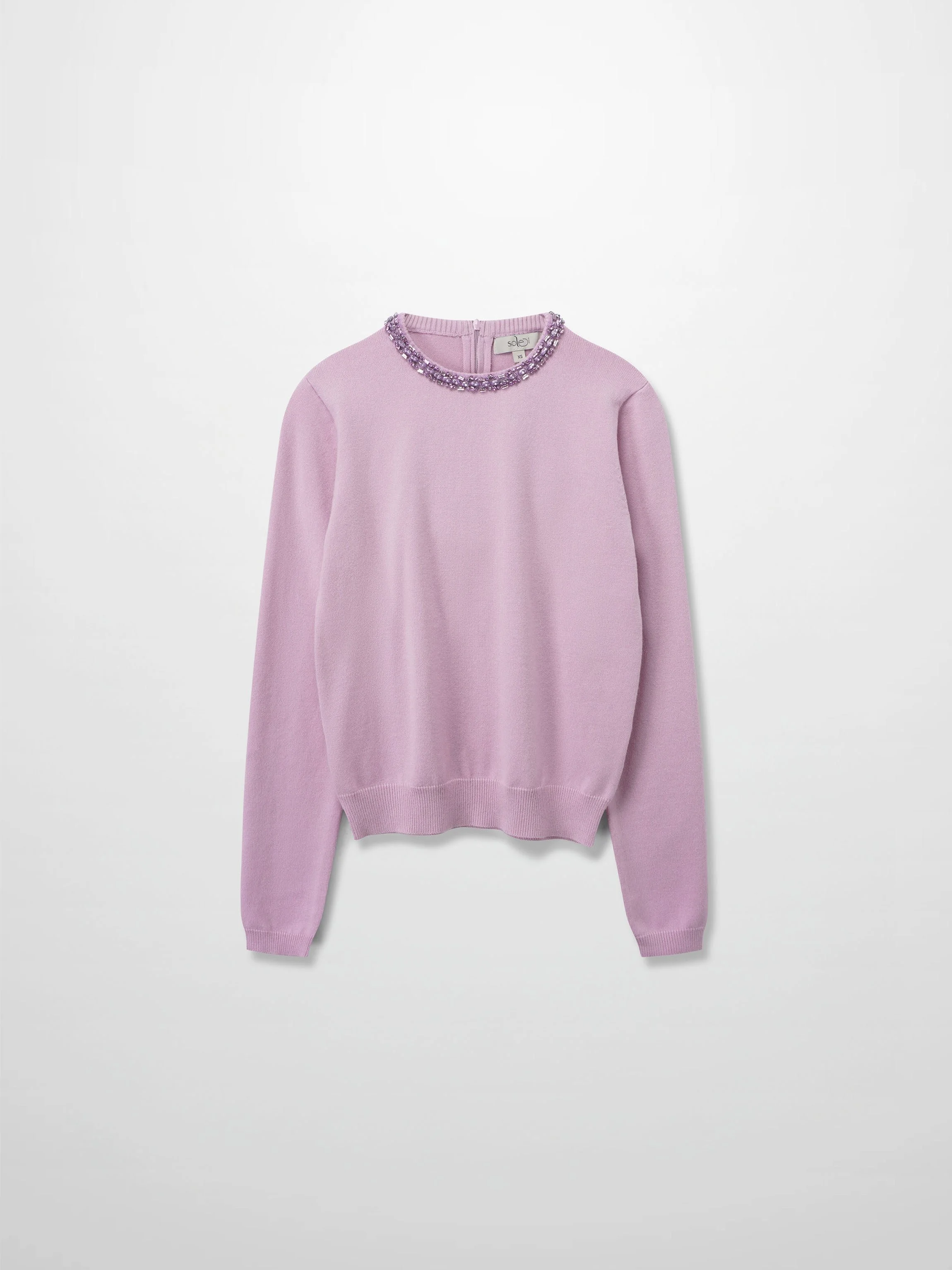 Embellished Crew Sweater-Lilac