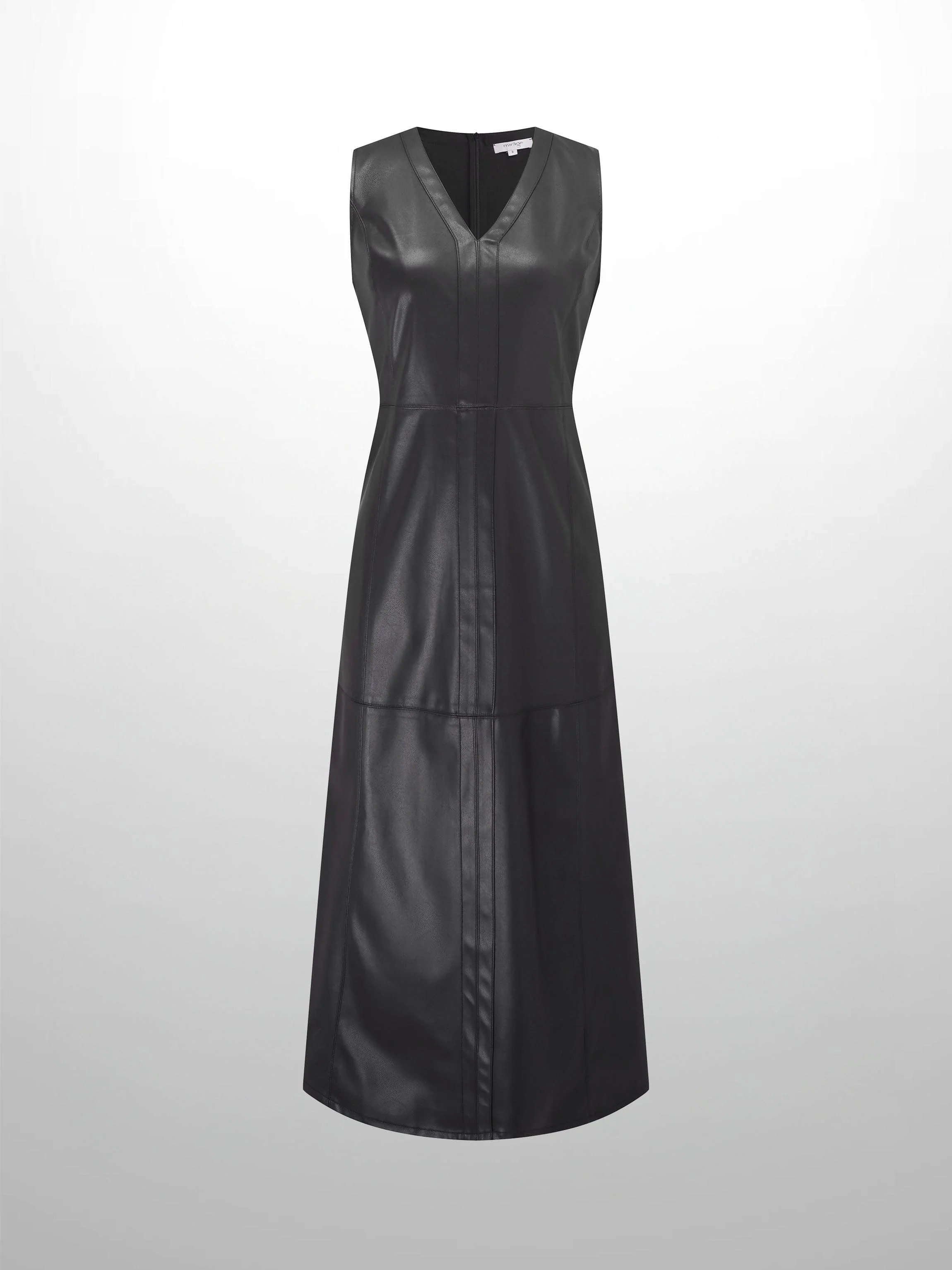 Faux Leather Seamed Jumper - Black