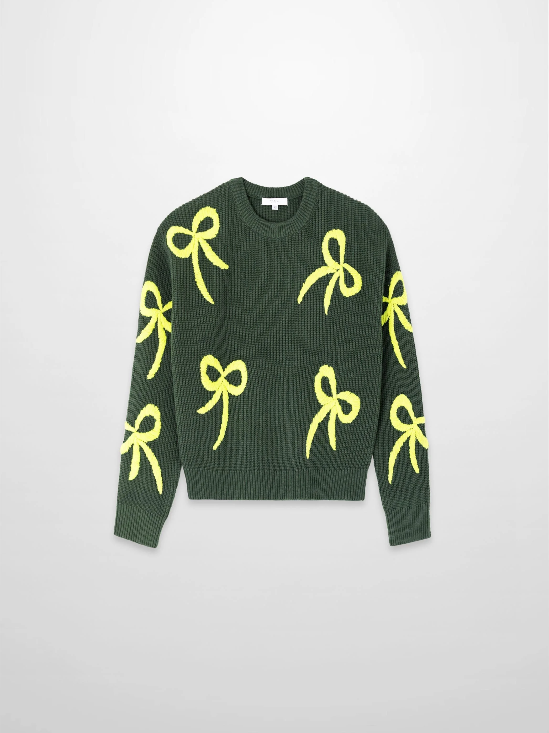 Bow Ribbon Sweater-Green/Lime