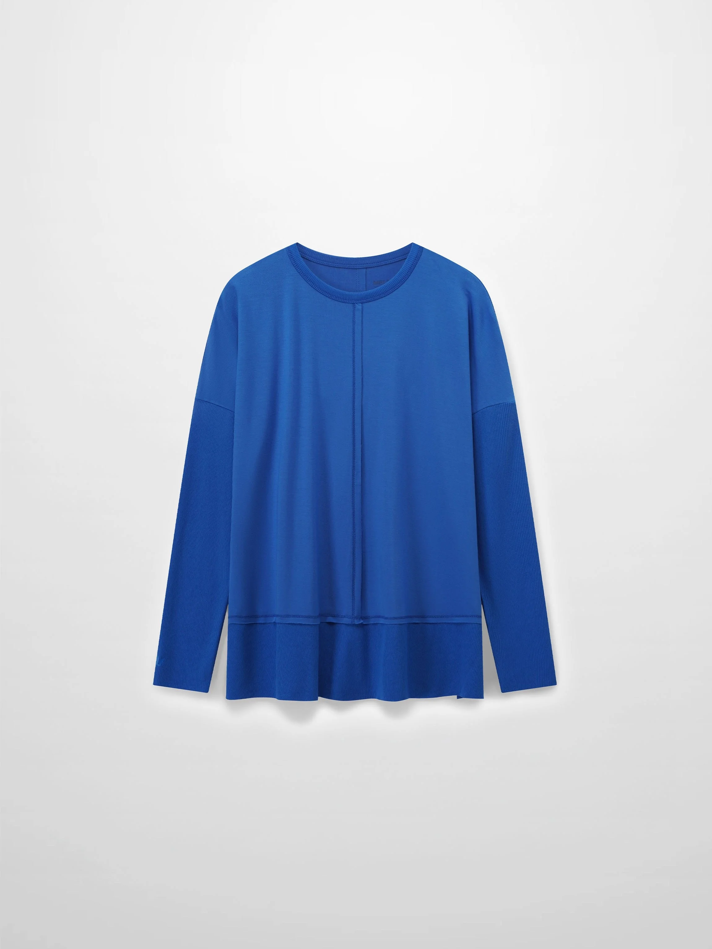 RIBBED BOTTOM T-SHIRT-COBALT BLUE