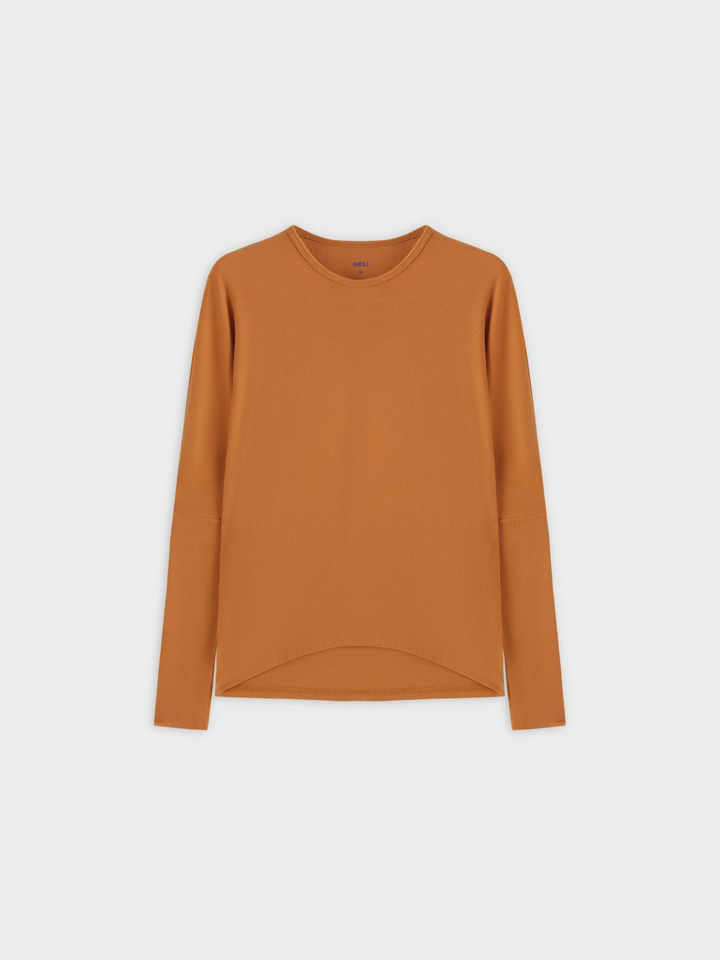 Crew Ribbed Dolman-Cognac