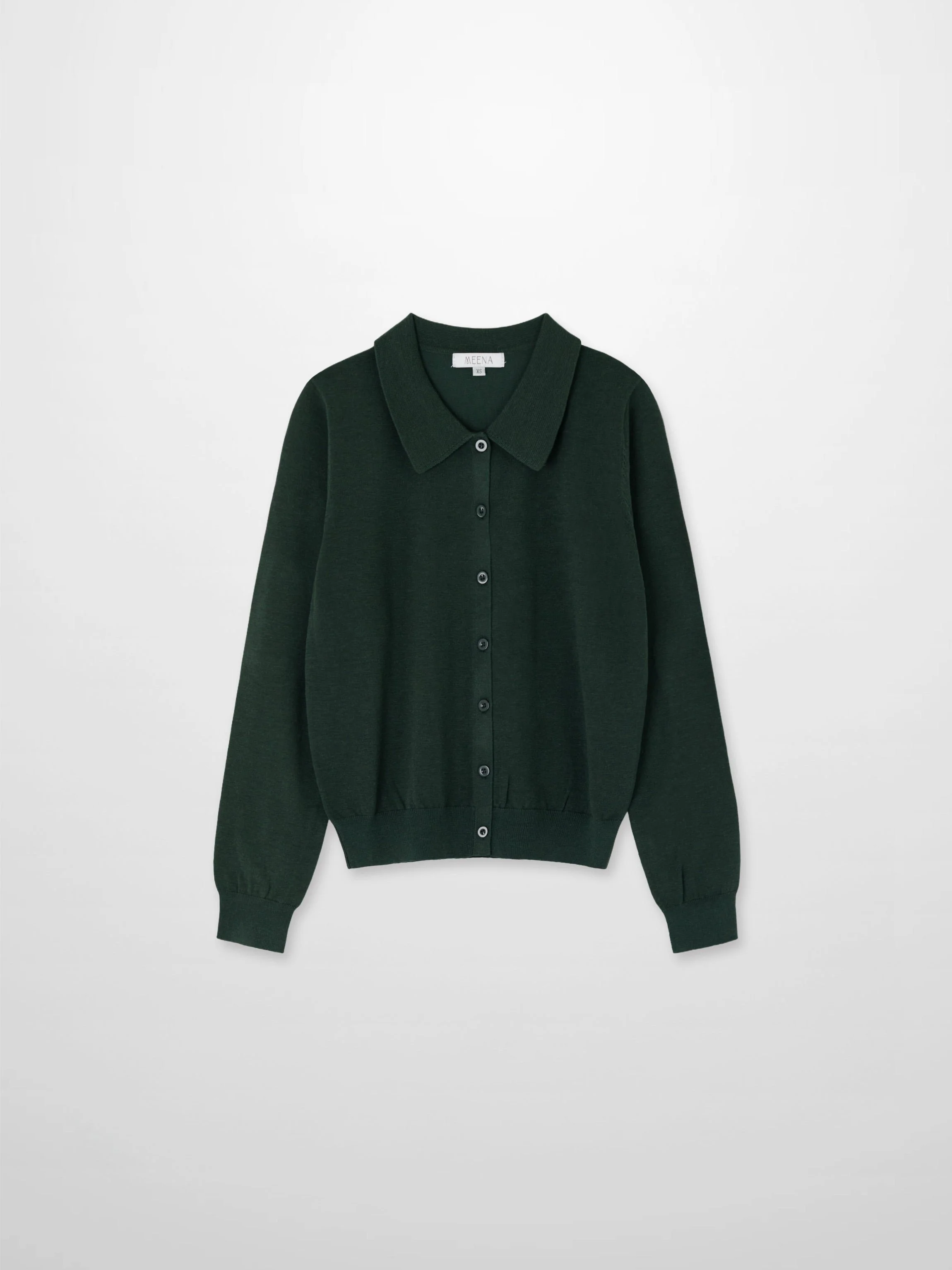 Wool Blend Collared Cardigan-Green