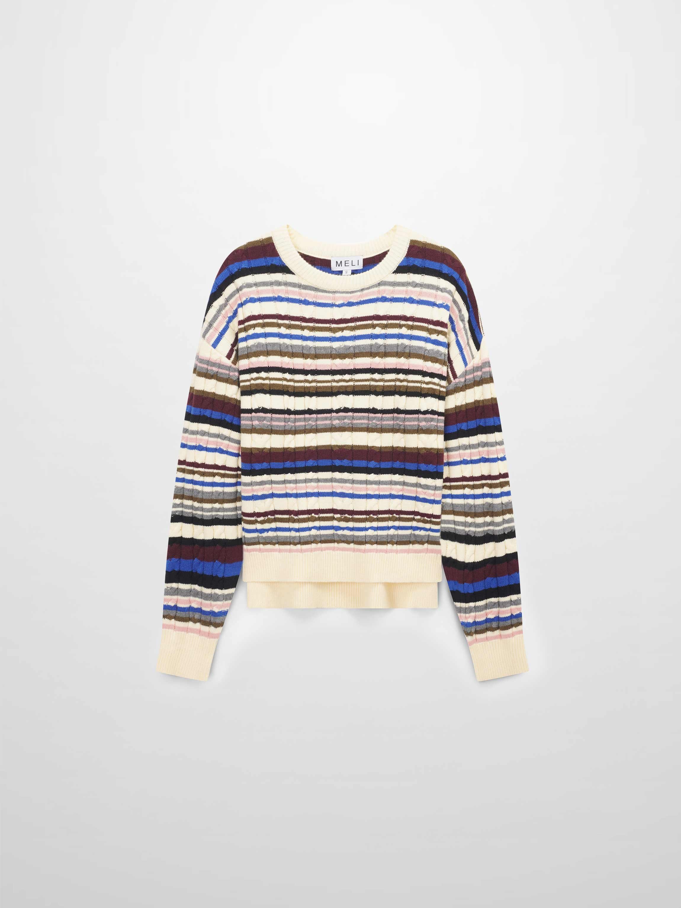 Cable Striped Sweater-Multi