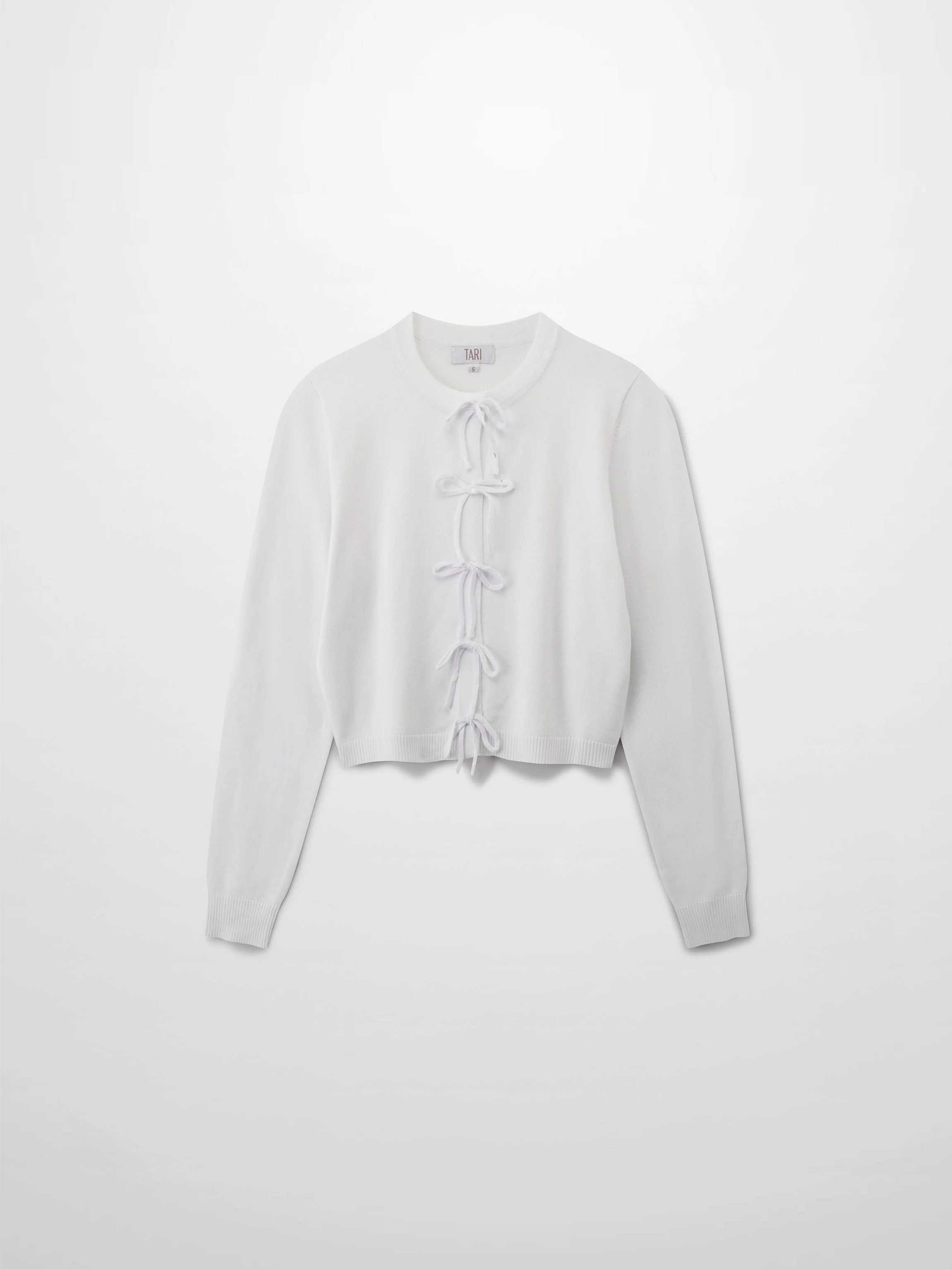 5 Bow Crop Cardigan-White