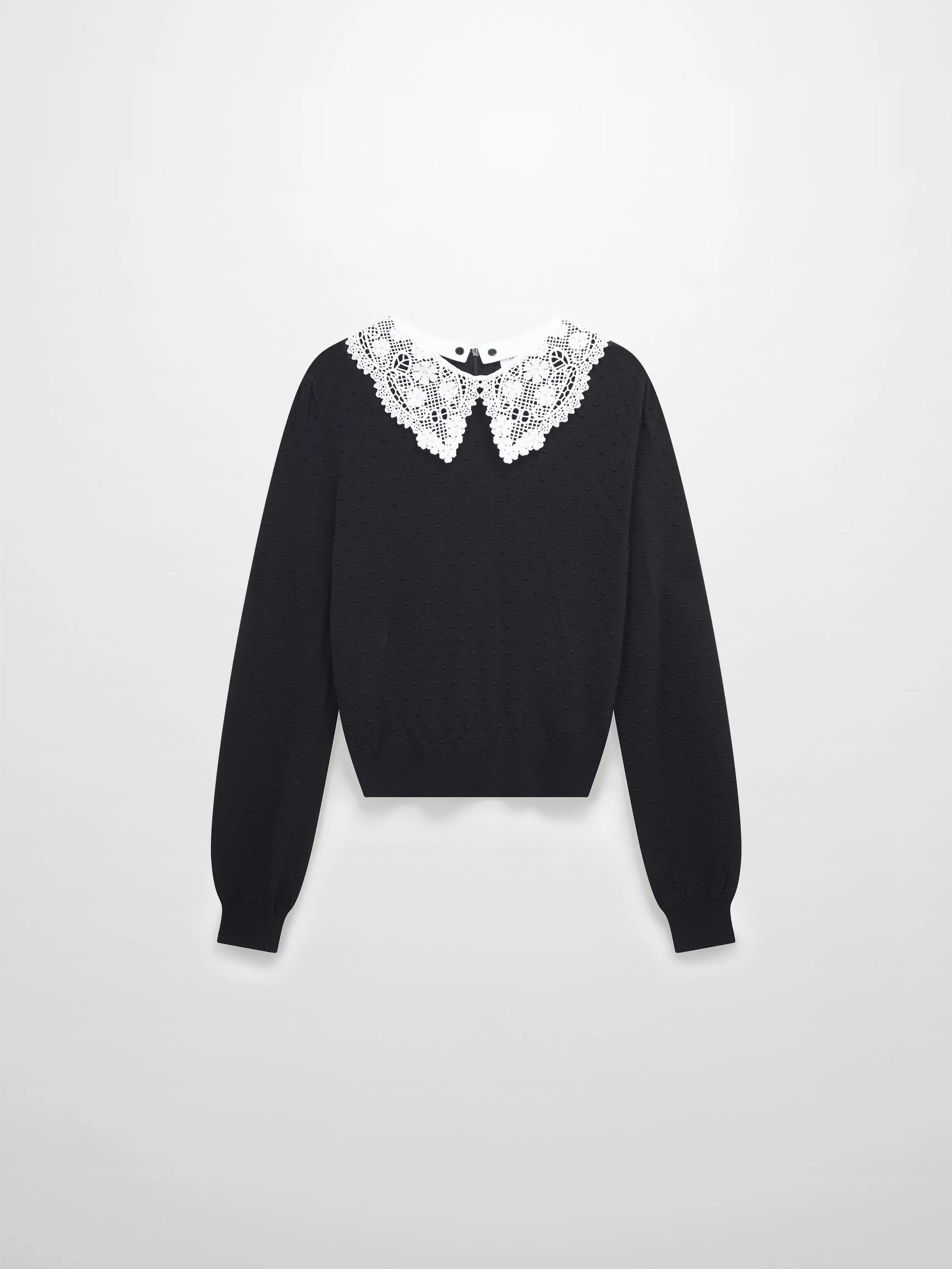 Crew Neck Pebbled Sweater-Black