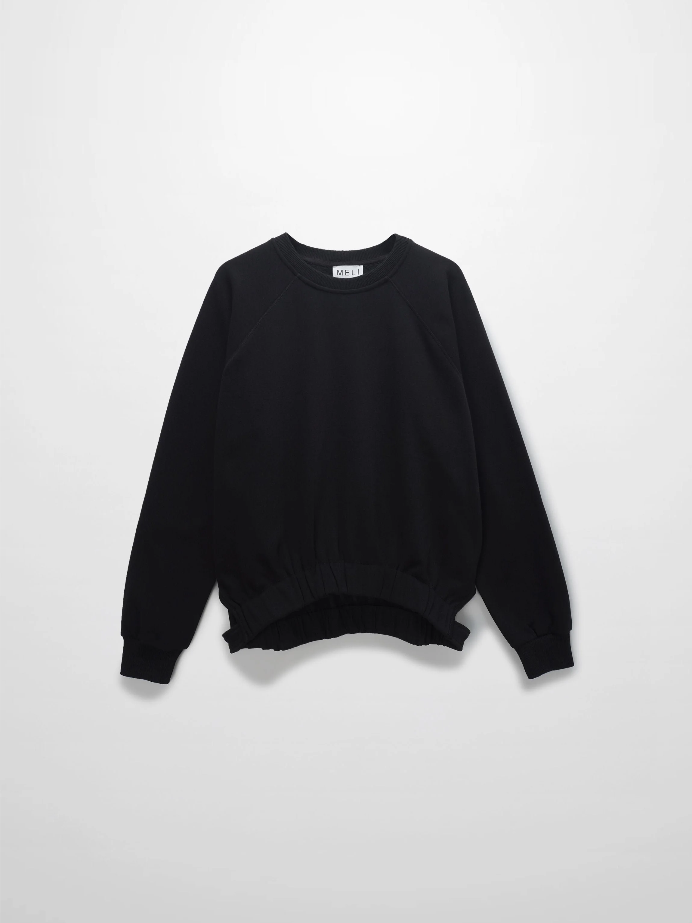 Side Strap Dolman Sweatshirt-Black