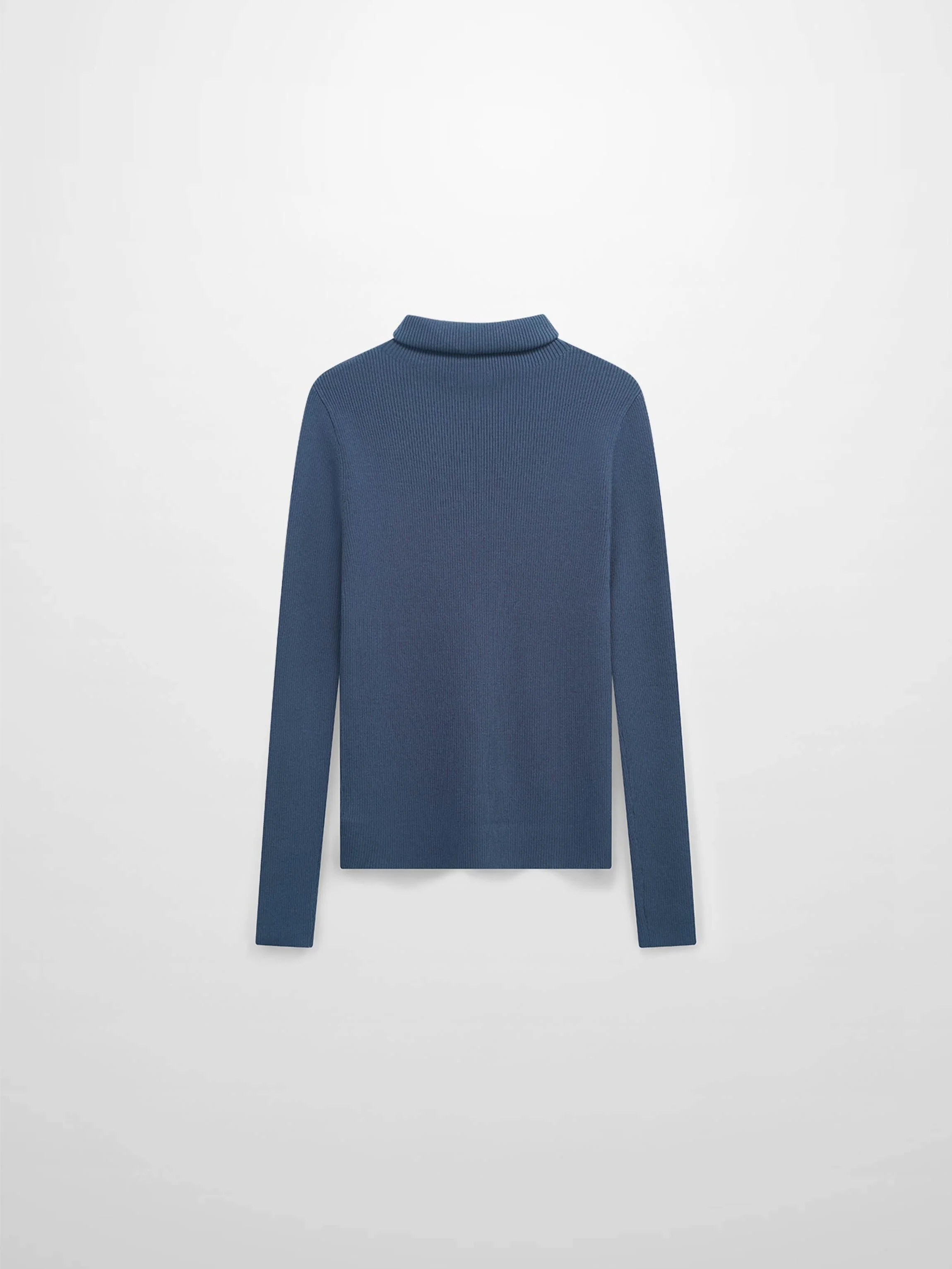 Knit Ribbed Turtleneck-True Blue