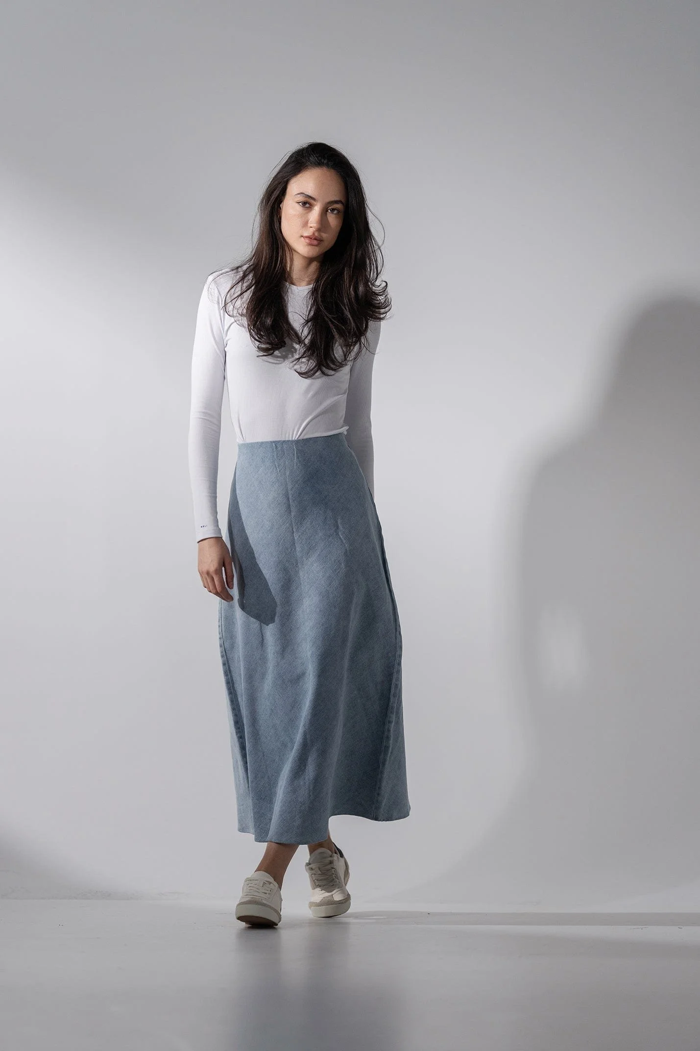 Classic Denim Skirt 37"-Light Blue