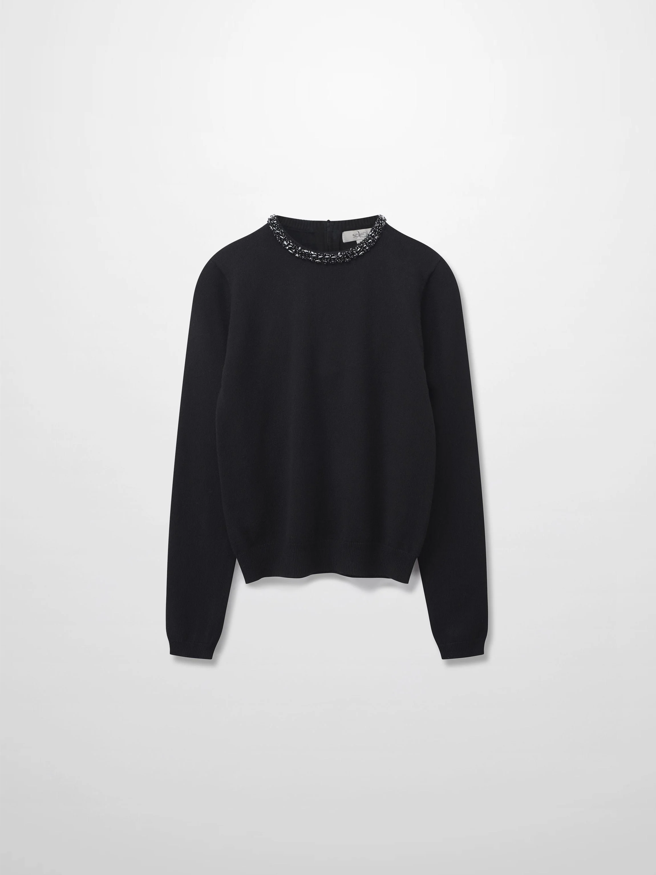 Embellished Crew Sweater-Black