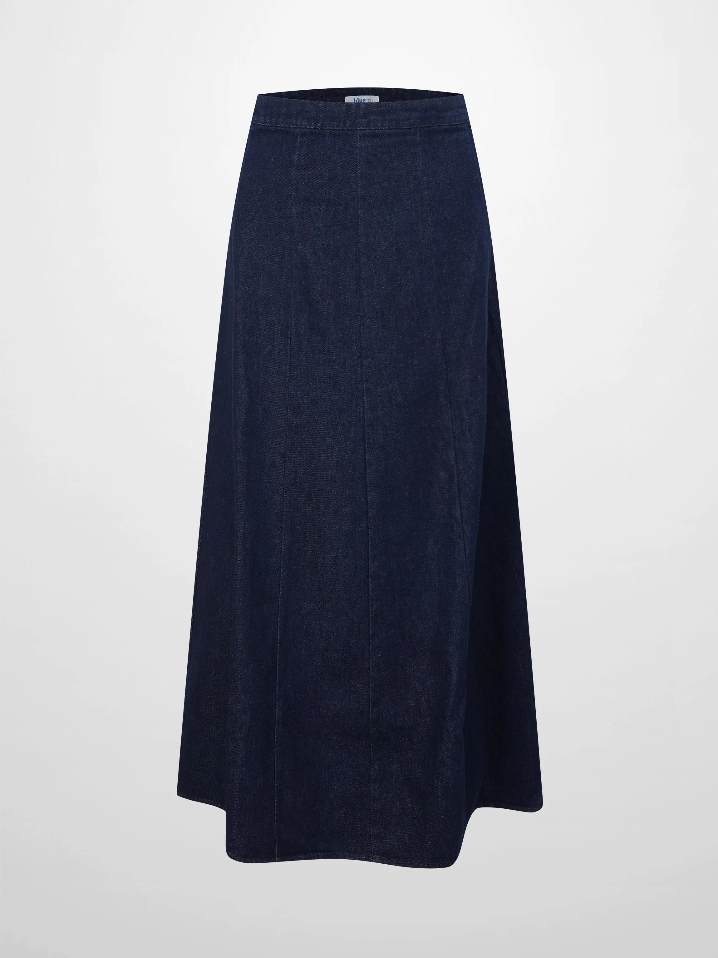 Tailored Seamed Denim Skirt-Blue