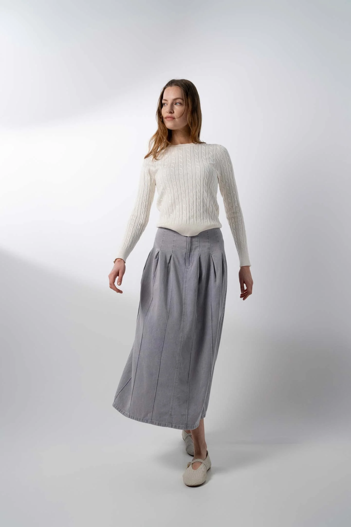 Stitched Pleated Skirt-Lavender