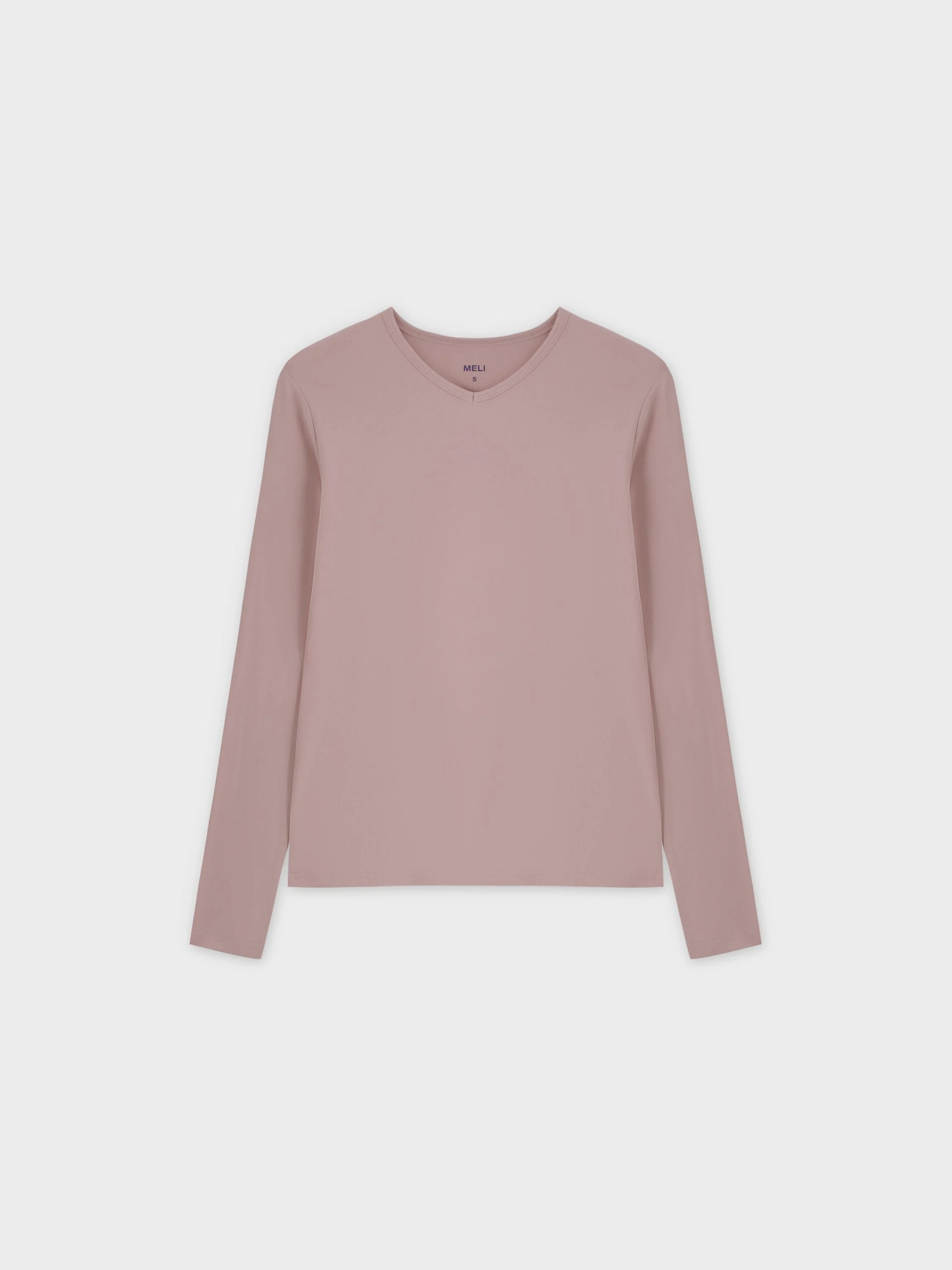 Basic High V Tee LS-Blush