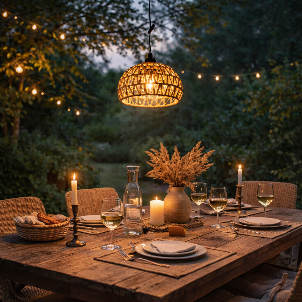 BohoGlow™ 2-Pack Wireless Rattan Pendant Lights – Waterproof Remote Patio & Indoor Hanging Lamp Set