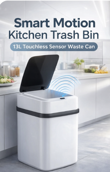 Smart Motion Kitchen Trash Bin – 13L Touchless Sensor Waste Can