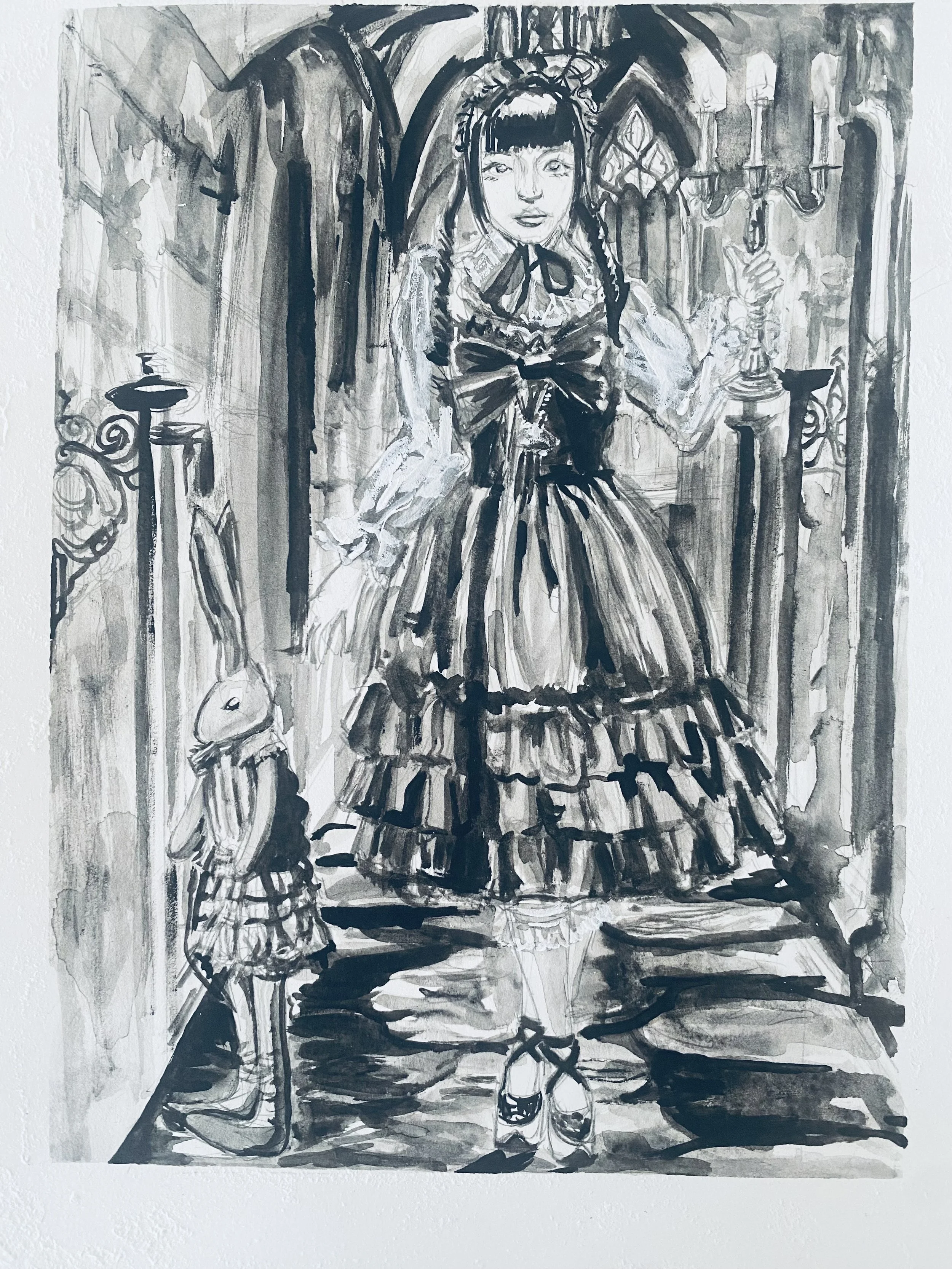 Impression N&B Gothic Lolita Rabbit