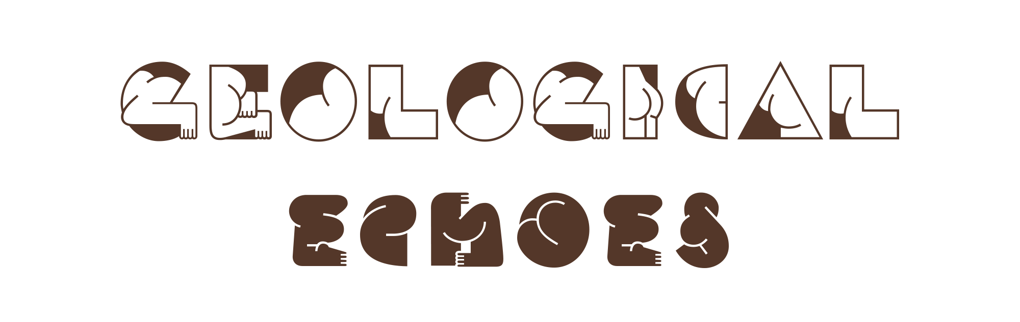 Colorful graphic text saying 'Geographical Echoes' with a stylized font and brown color.