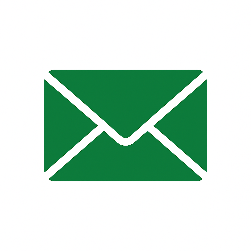Green envelope icon on a white background.
