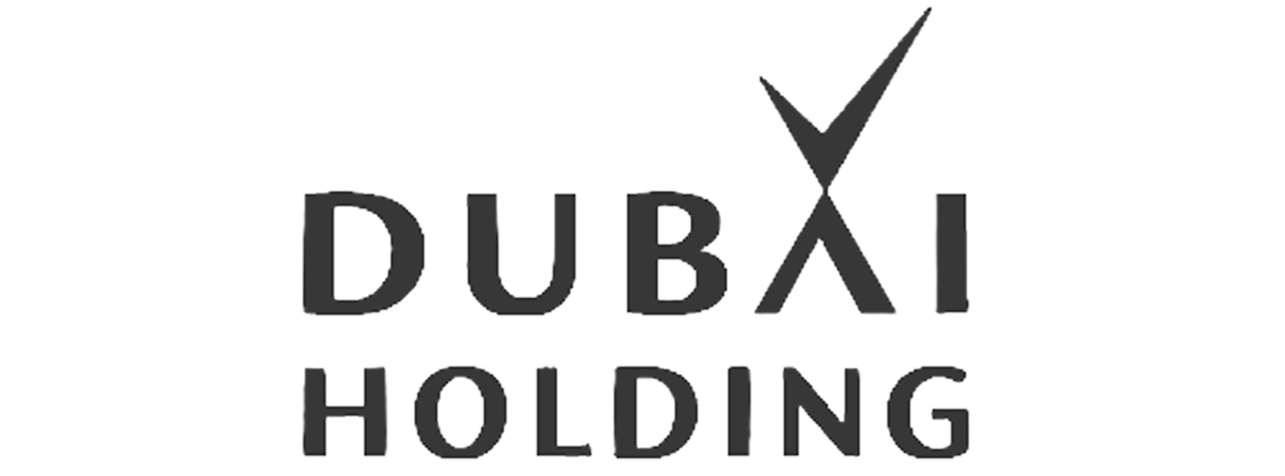 Black and white graphic with the text 'DUBAI HOLDING' and a checkmark symbol.
